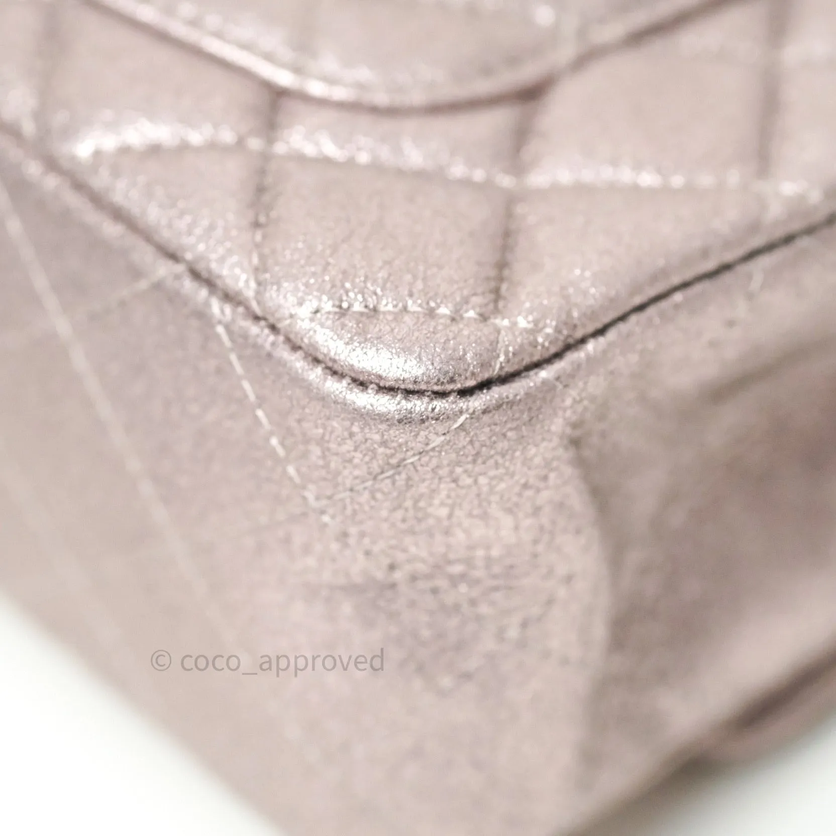 Chanel Metallic Rose Gold Goatskin Quilted Mini Rectangular Flap 14B