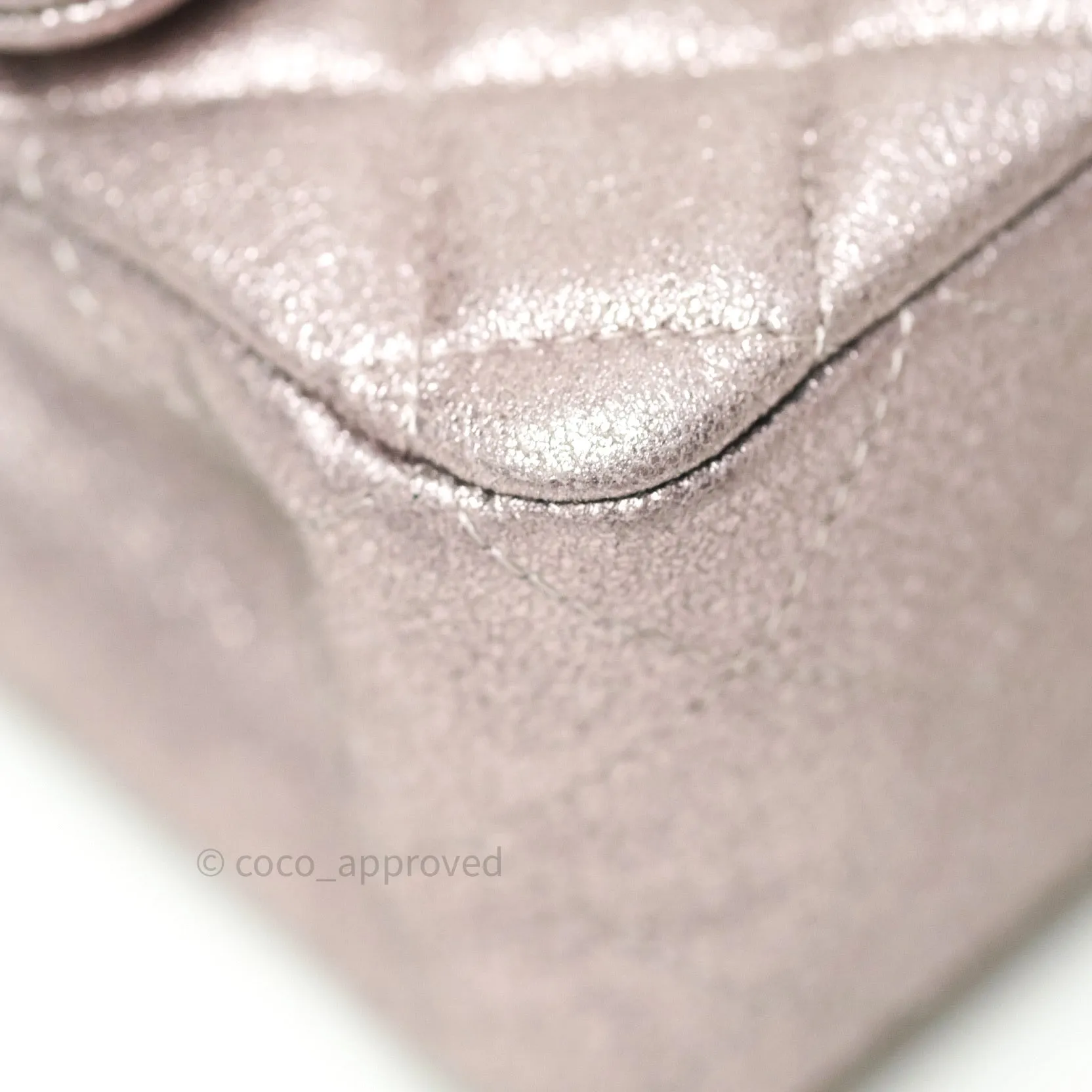 Chanel Metallic Rose Gold Goatskin Quilted Mini Rectangular Flap 14B