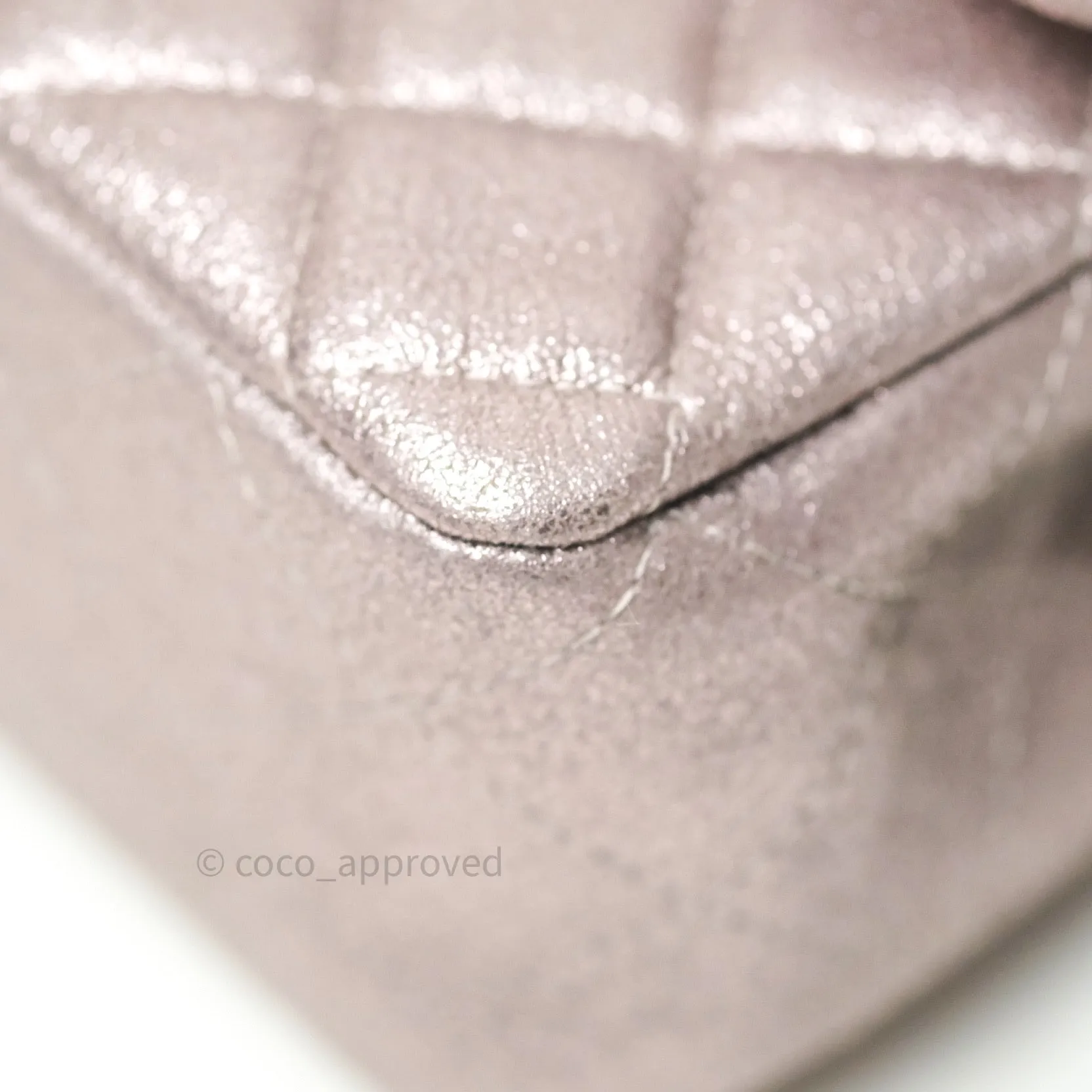 Chanel Metallic Rose Gold Goatskin Quilted Mini Rectangular Flap 14B