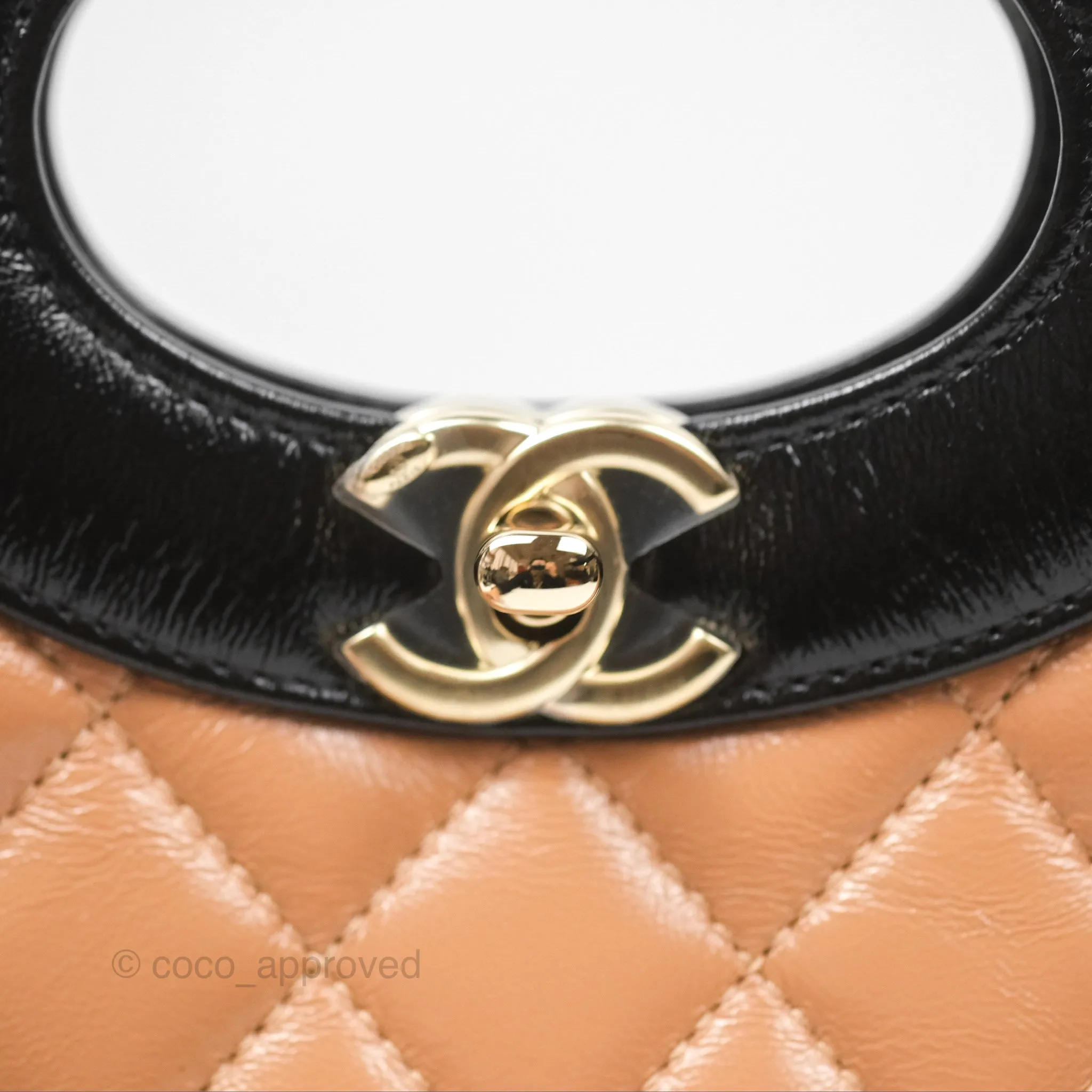 Chanel Mini 31 Beige/ Black Shiny Calfskin Gold Hardware