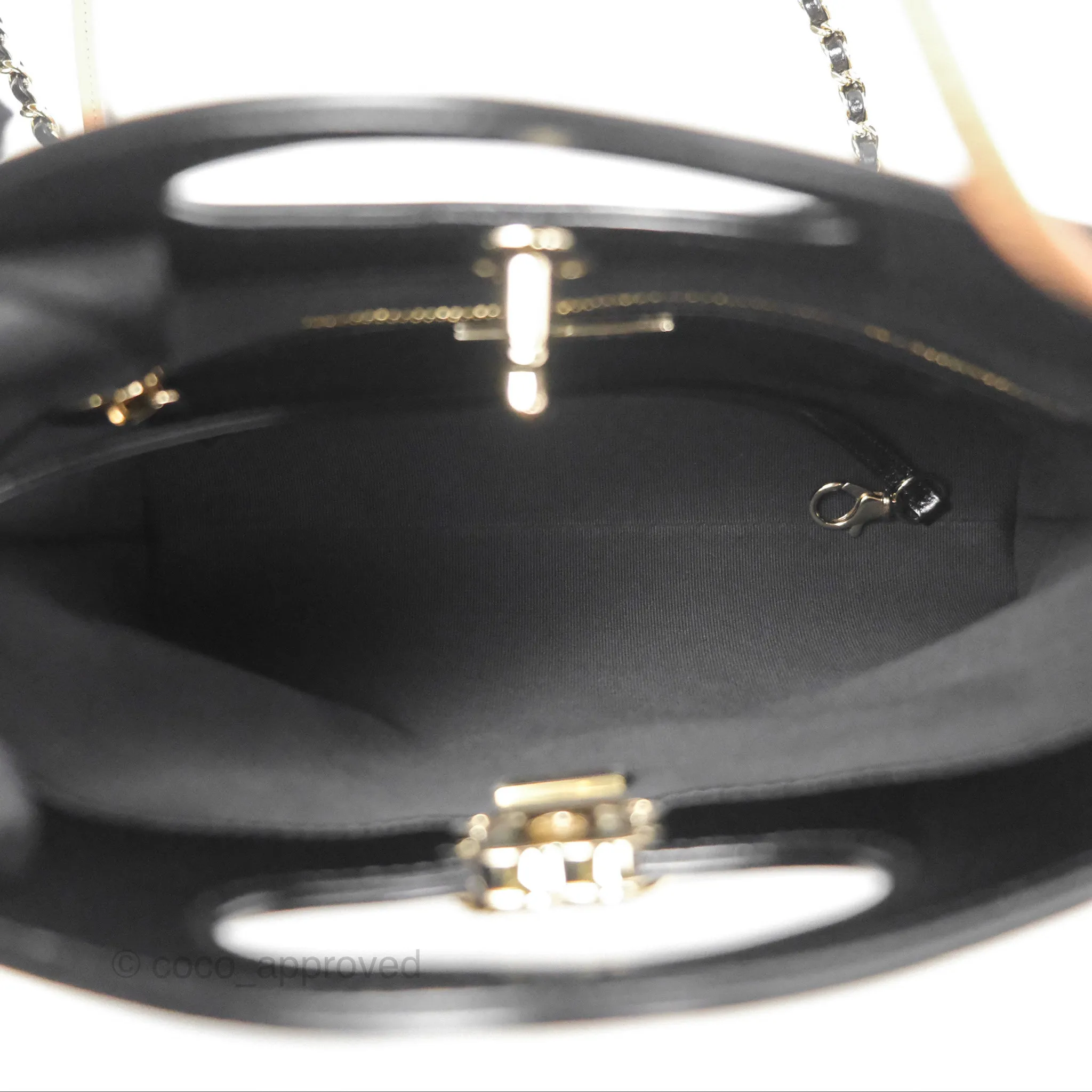 Chanel Mini 31 Beige/ Black Shiny Calfskin Gold Hardware