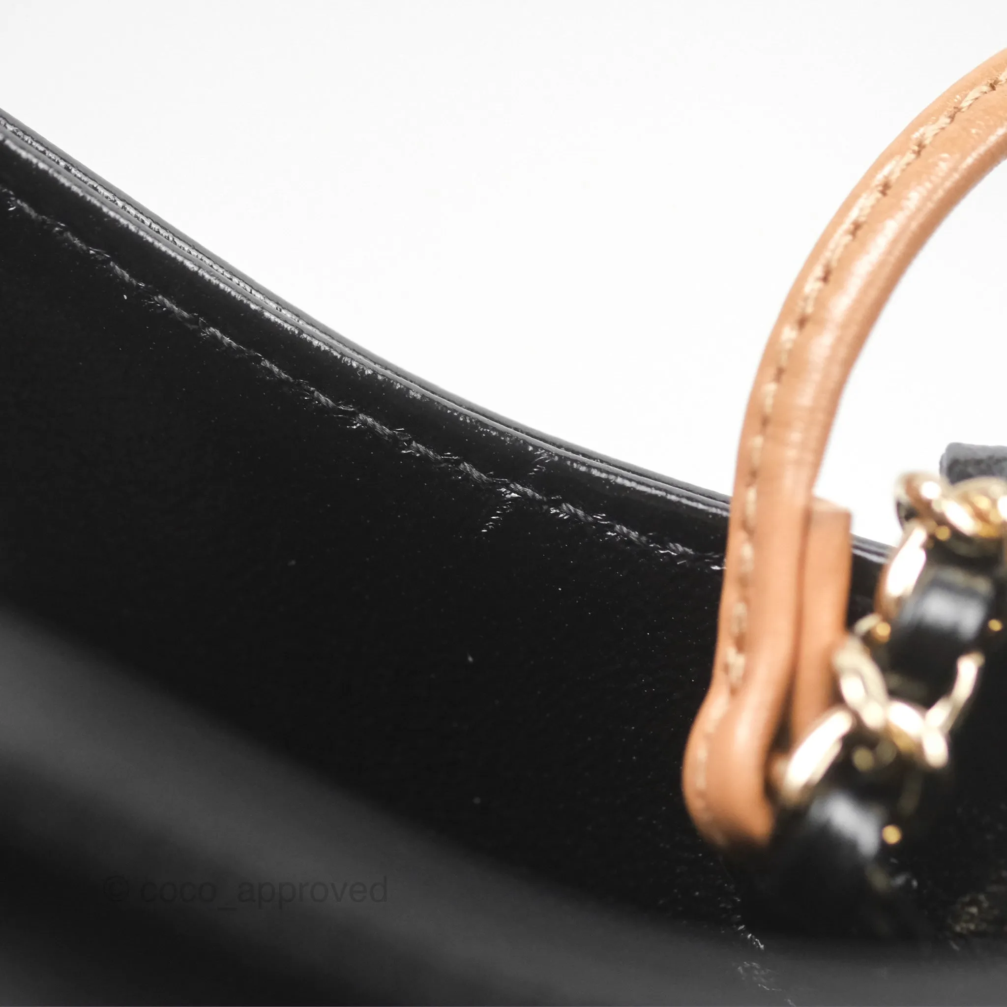 Chanel Mini 31 Beige/ Black Shiny Calfskin Gold Hardware