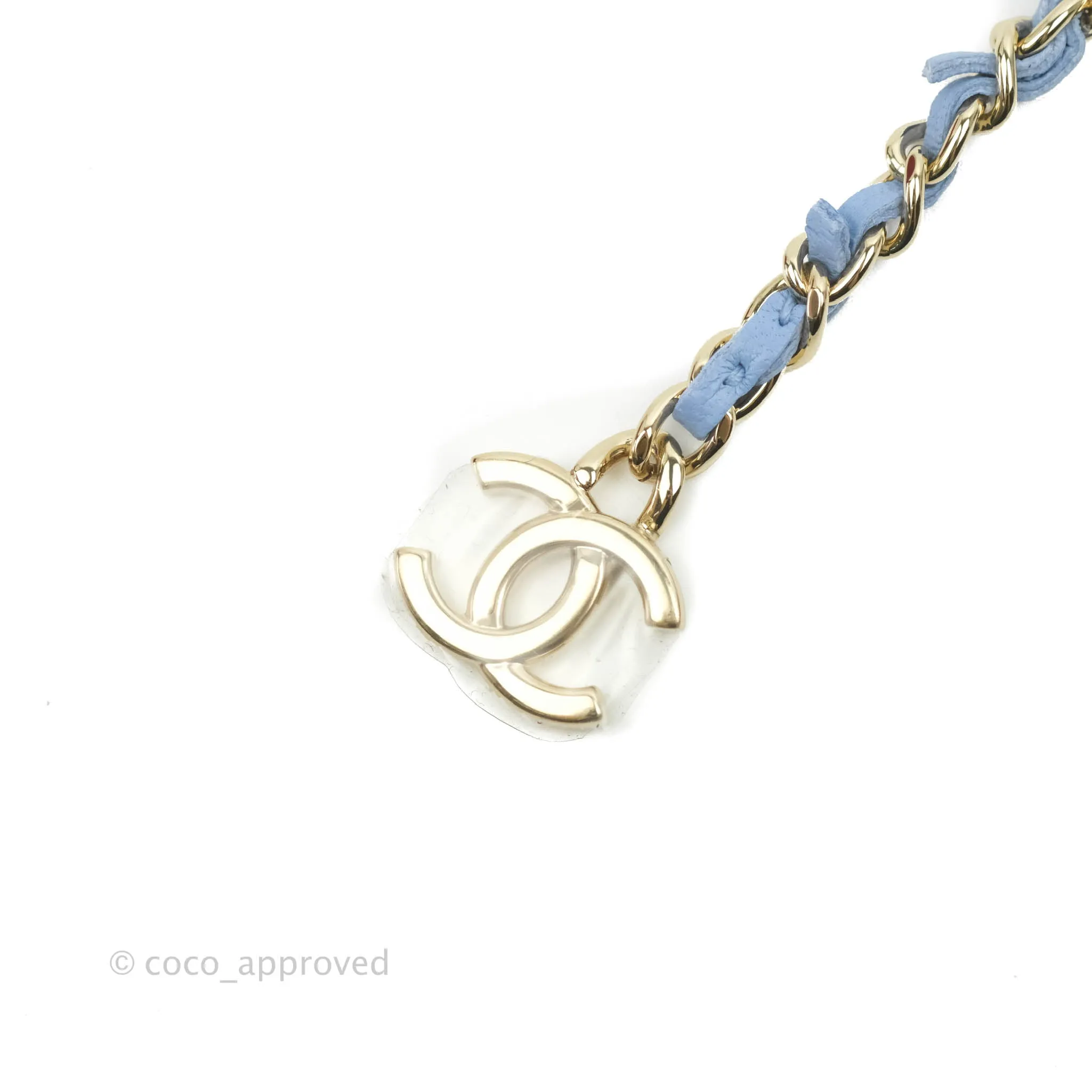 Chanel Mini Card Holder Chain Belt Bag Blue Lambskin Gold Hardware