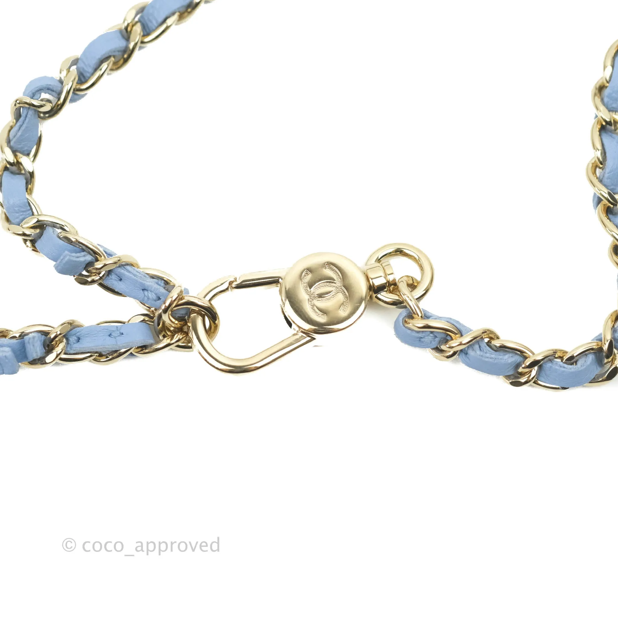 Chanel Mini Card Holder Chain Belt Bag Blue Lambskin Gold Hardware