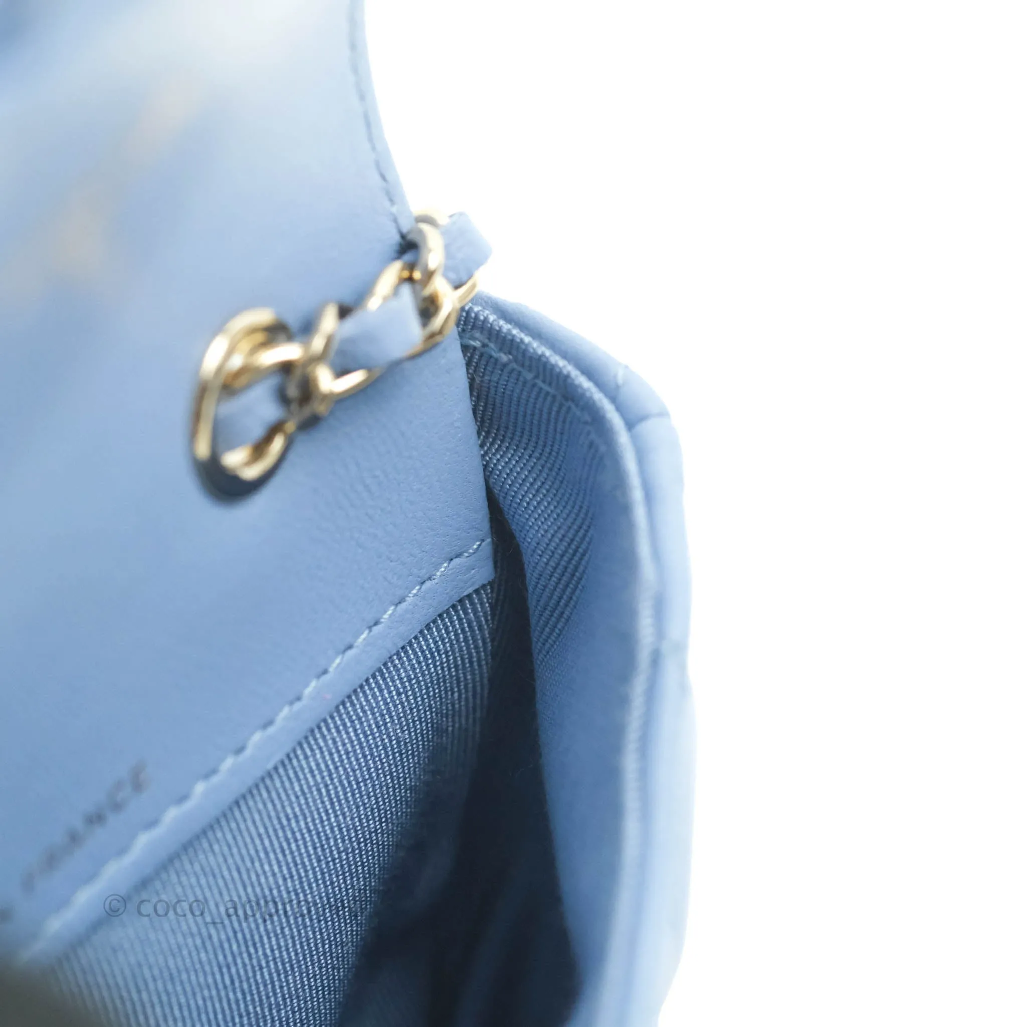 Chanel Mini Card Holder Chain Belt Bag Blue Lambskin Gold Hardware