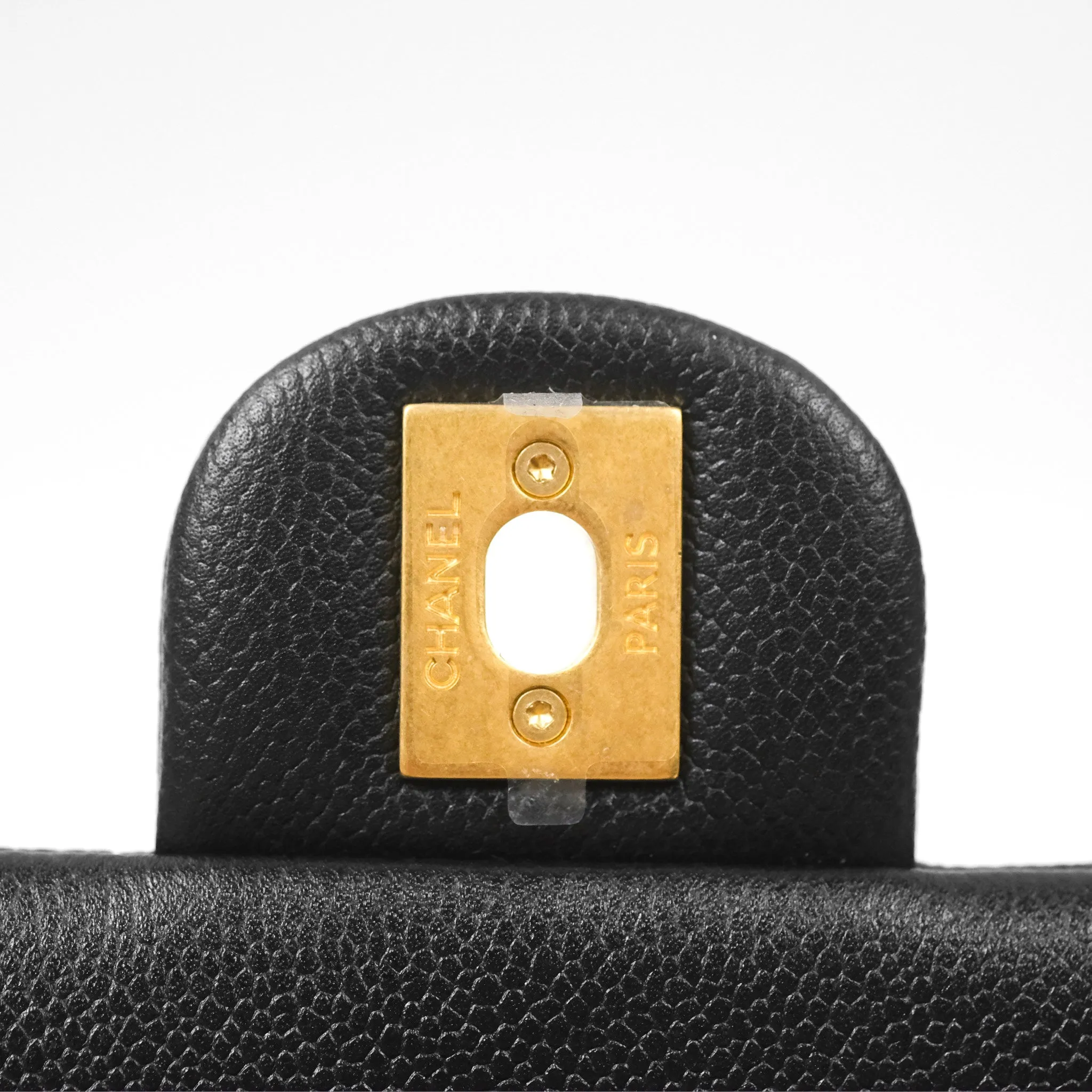 Chanel Mini Flap Bag Heart Adjustable Chain Black Caviar Aged Gold Hardware