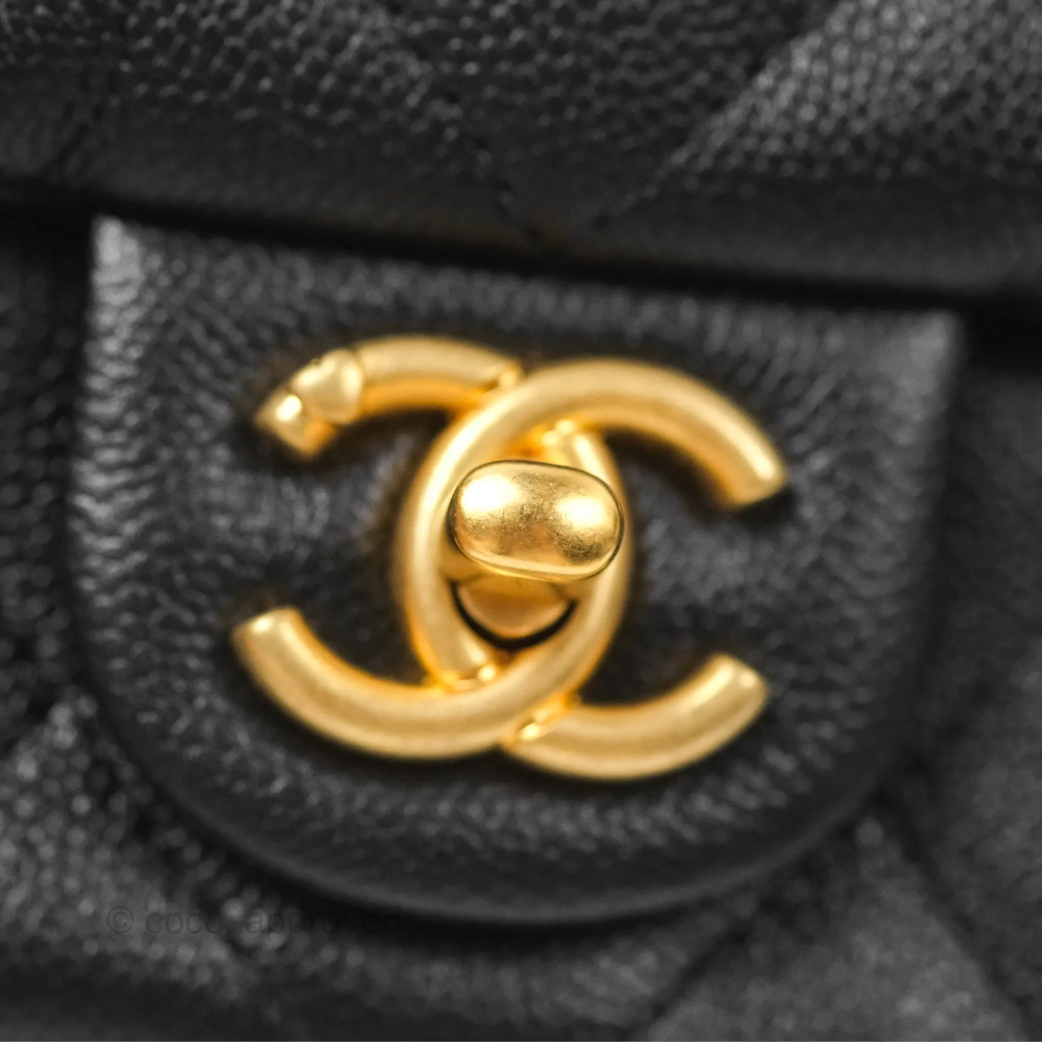 Chanel Mini Flap Bag Heart Adjustable Chain Black Caviar Aged Gold Hardware