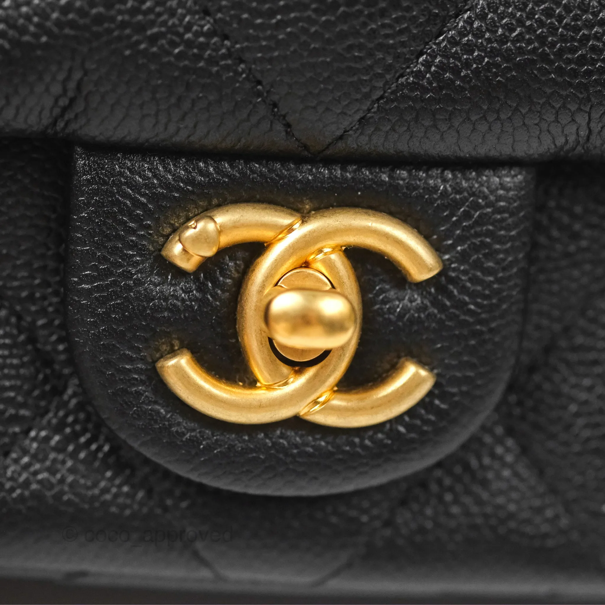 Chanel Mini Flap Bag Heart Adjustable Chain Black Caviar Aged Gold Hardware