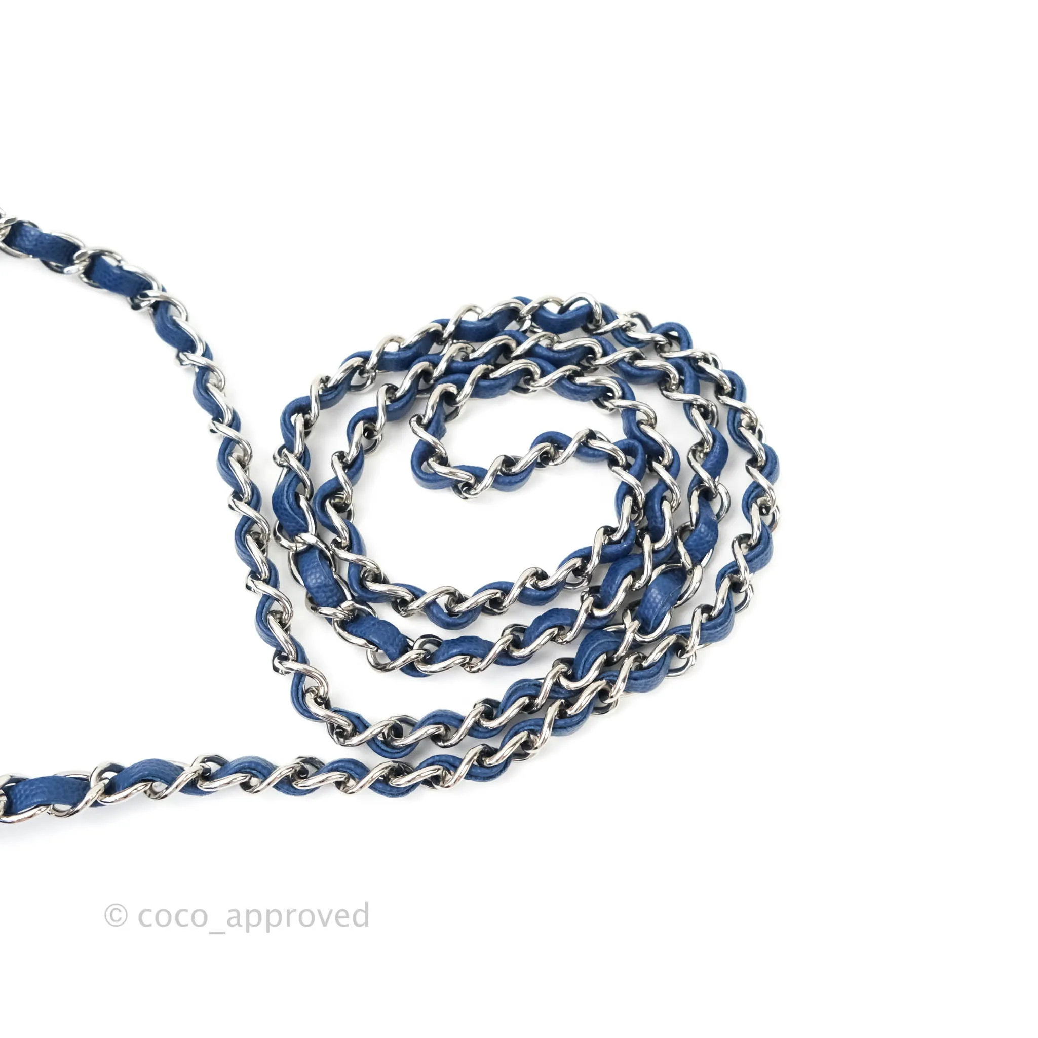 Chanel Mini Rectangular Chevron Caviar Blue Silver Hardware