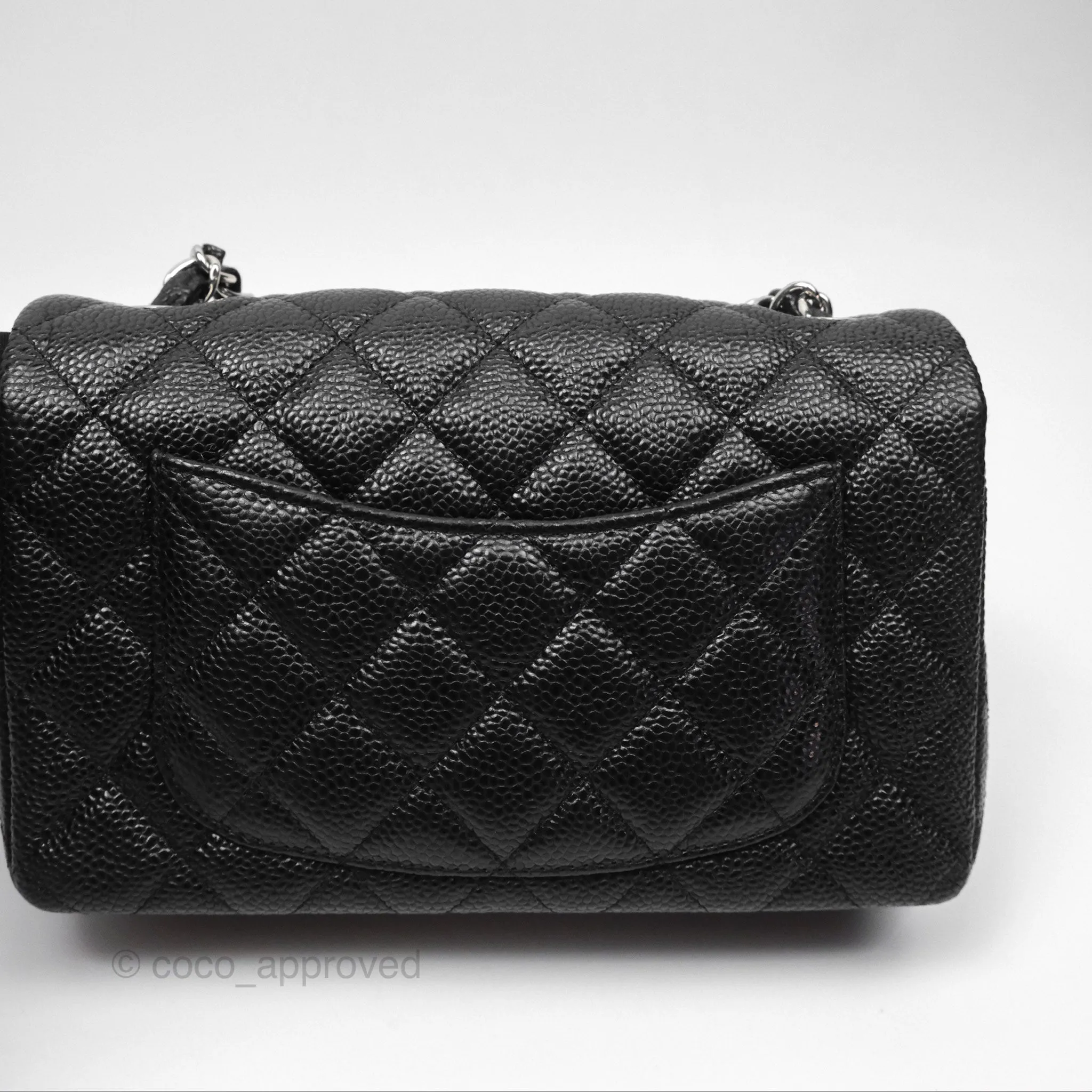 Chanel Mini Rectangular Flap Quilted Black Caviar Silver Hardware