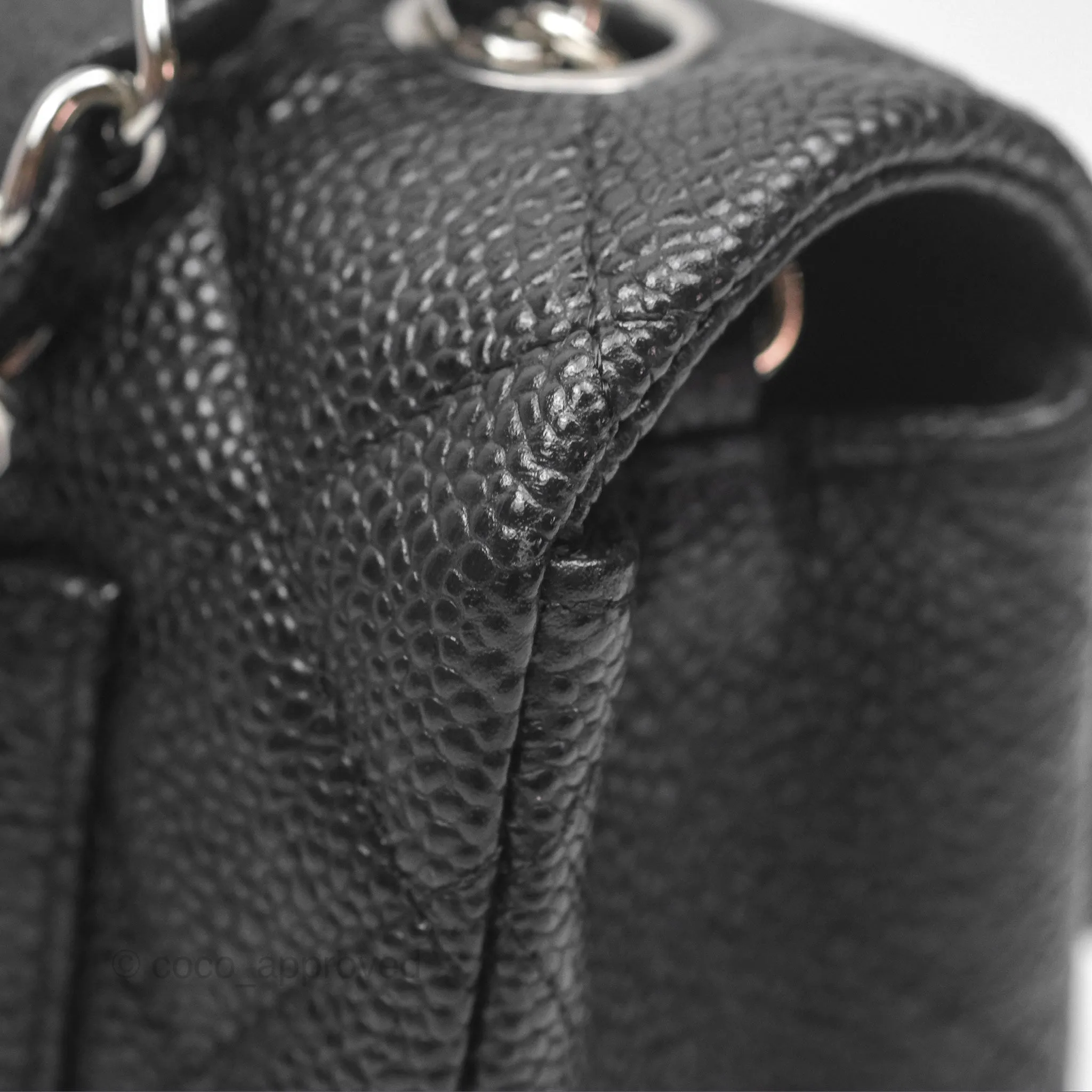 Chanel Mini Rectangular Flap Quilted Black Caviar Silver Hardware