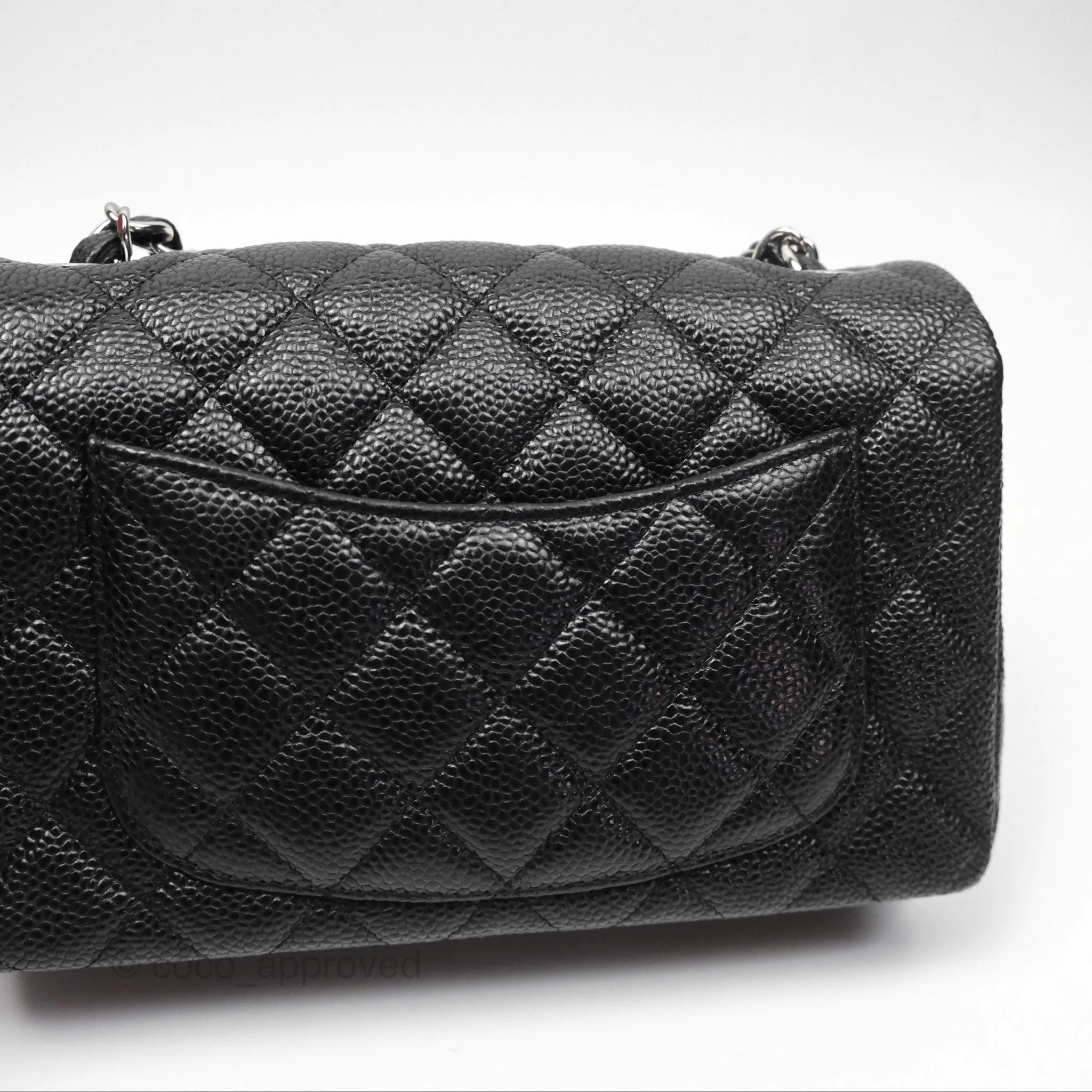 Chanel Mini Rectangular Flap Quilted Black Caviar Silver Hardware