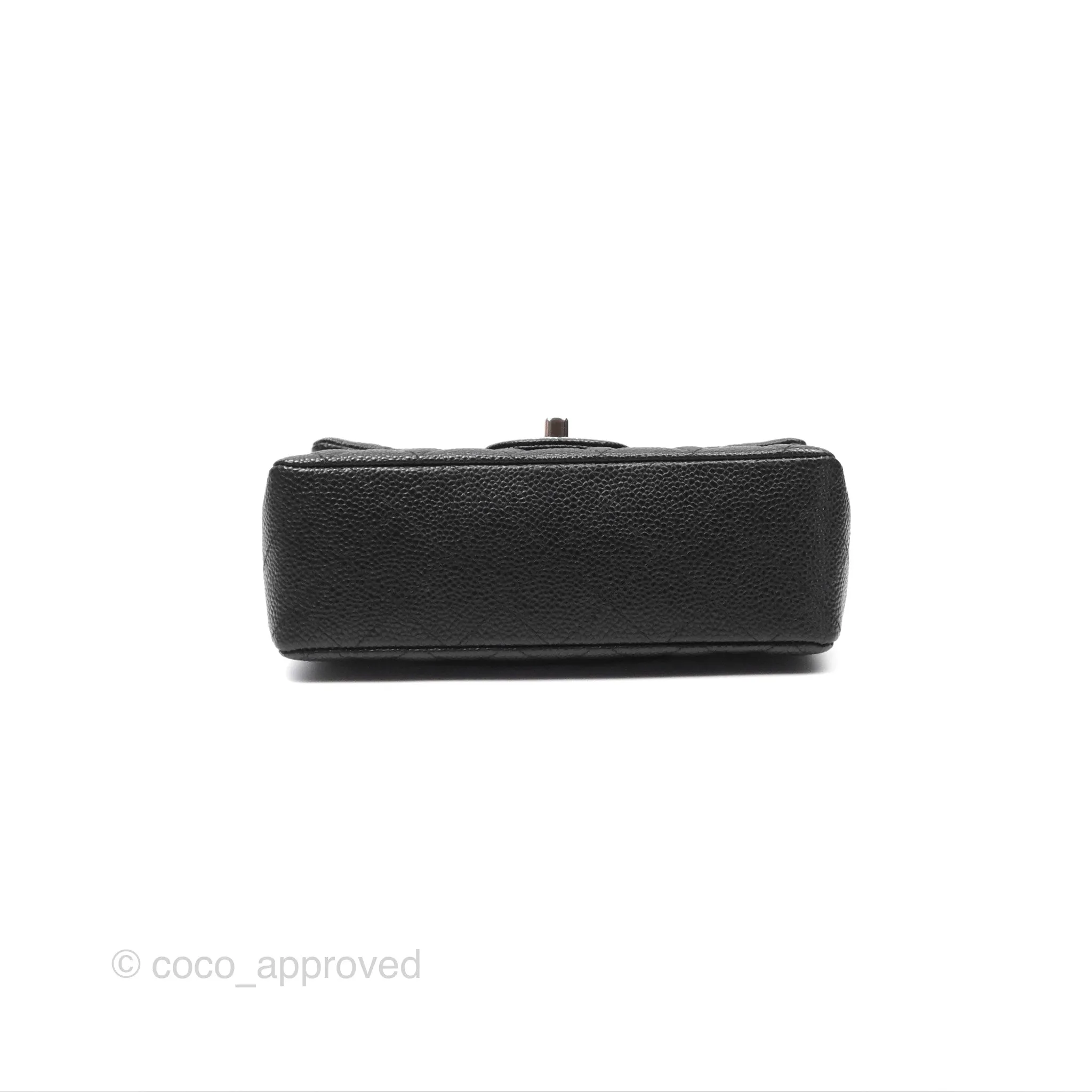 Chanel Mini Rectangular Flap Quilted Black Caviar Silver Hardware