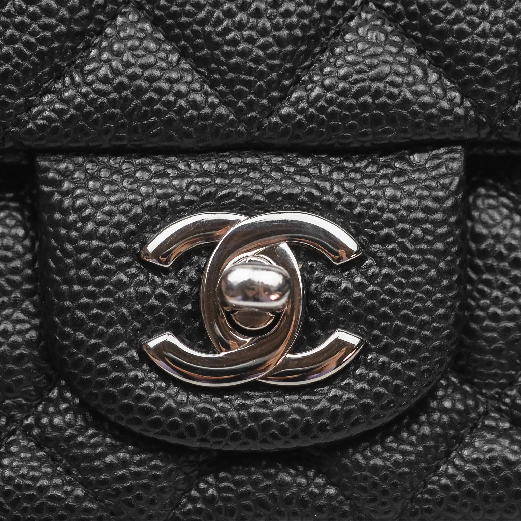 Chanel Mini Rectangular Flap Quilted Black Caviar Silver Hardware