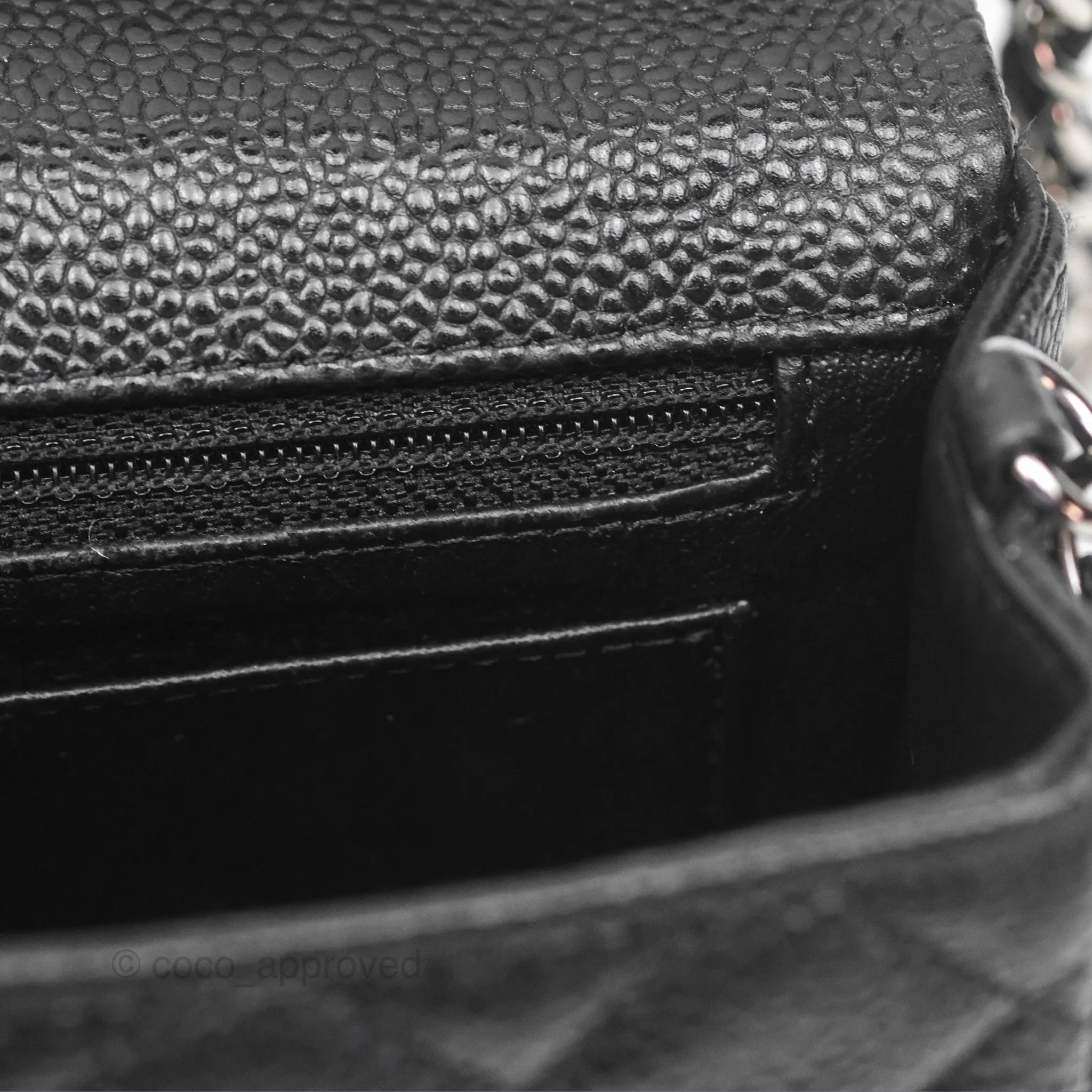 Chanel Mini Rectangular Flap Quilted Black Caviar Silver Hardware