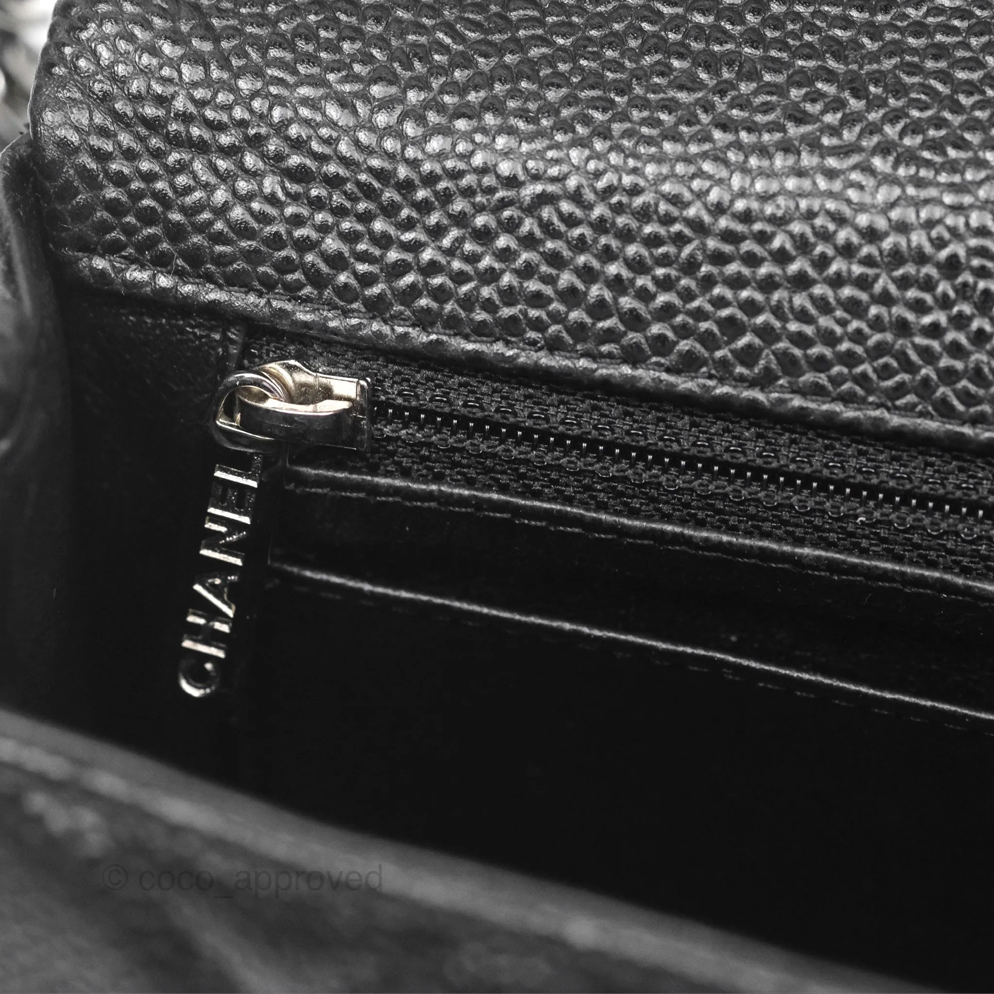 Chanel Mini Rectangular Flap Quilted Black Caviar Silver Hardware