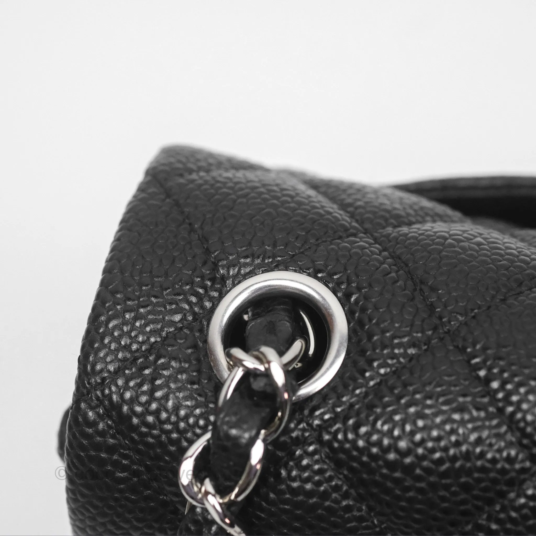 Chanel Mini Rectangular Flap Quilted Black Caviar Silver Hardware