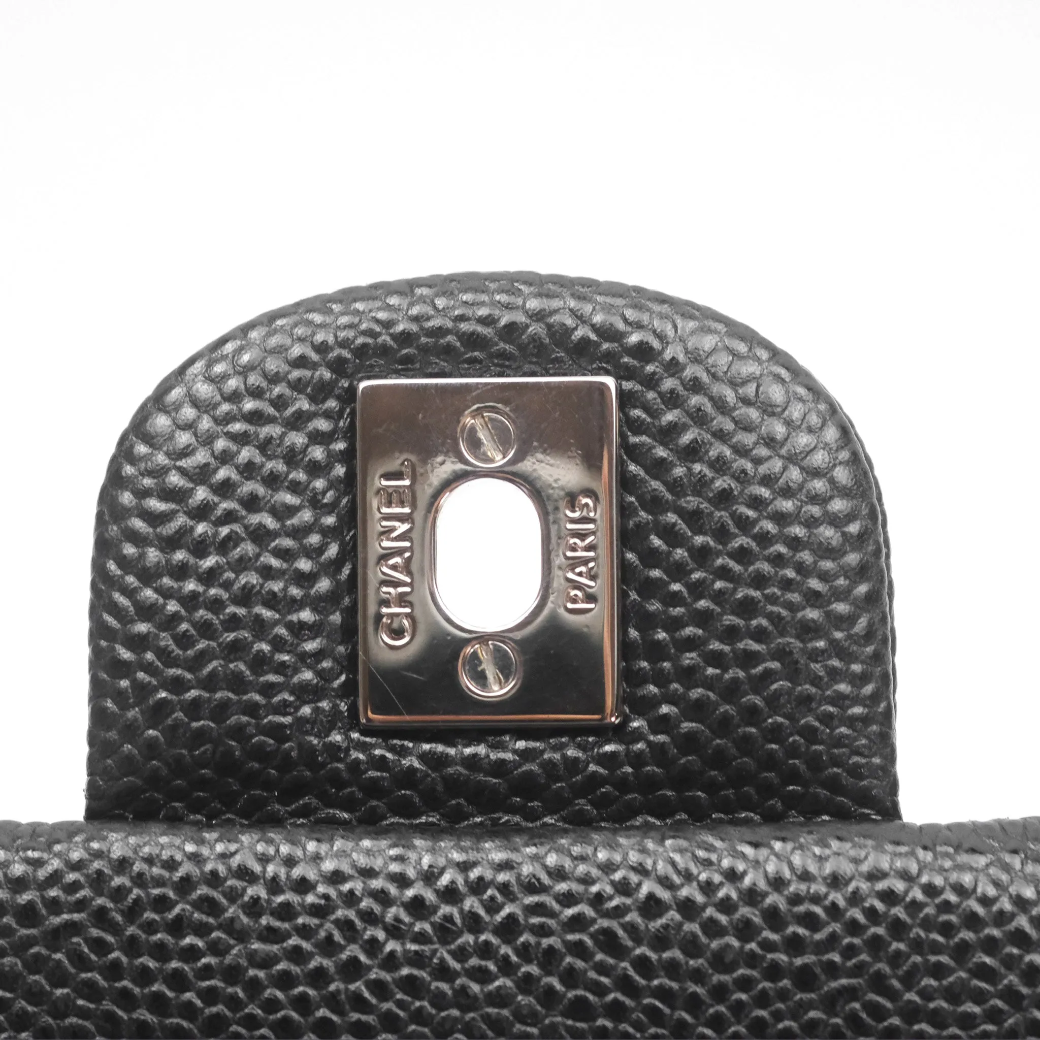 Chanel Mini Rectangular Flap Quilted Black Caviar Silver Hardware
