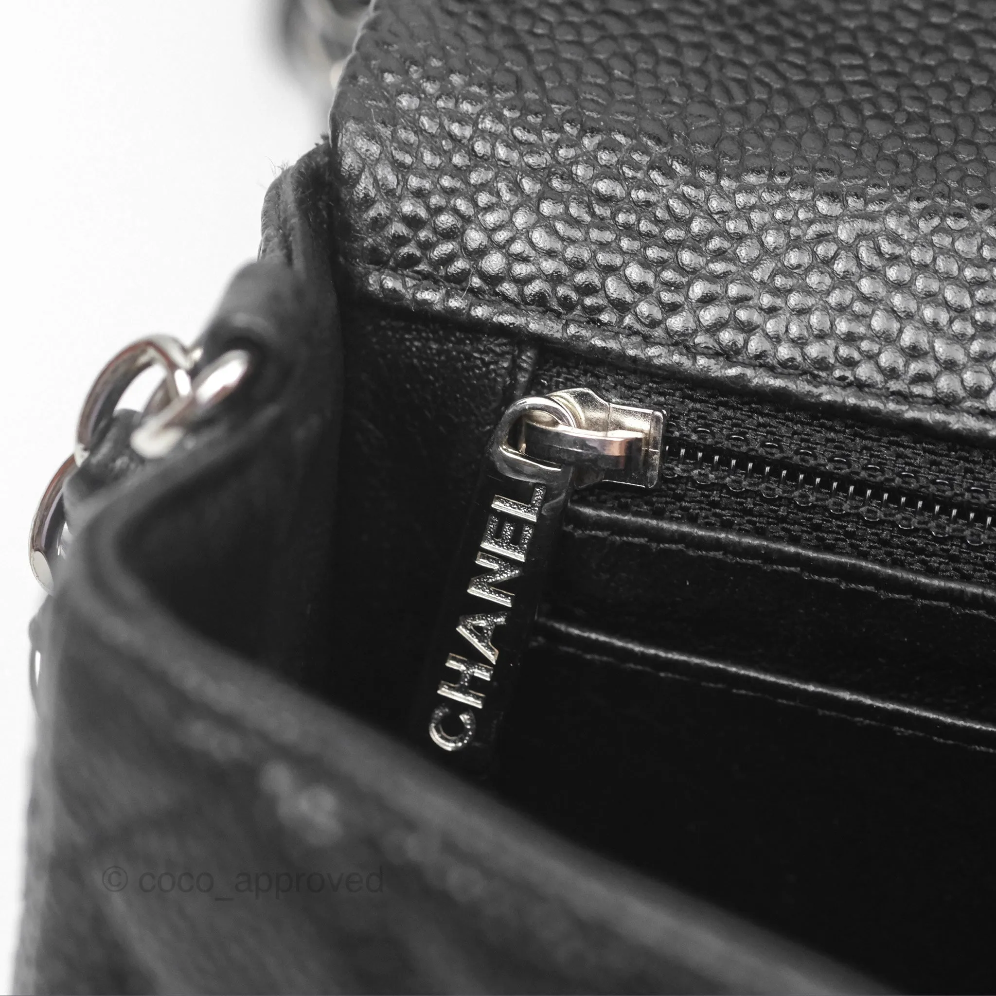 Chanel Mini Rectangular Flap Quilted Black Caviar Silver Hardware