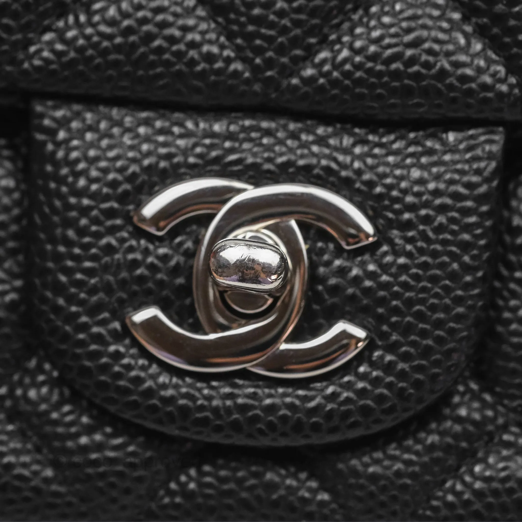 Chanel Mini Rectangular Flap Quilted Black Caviar Silver Hardware