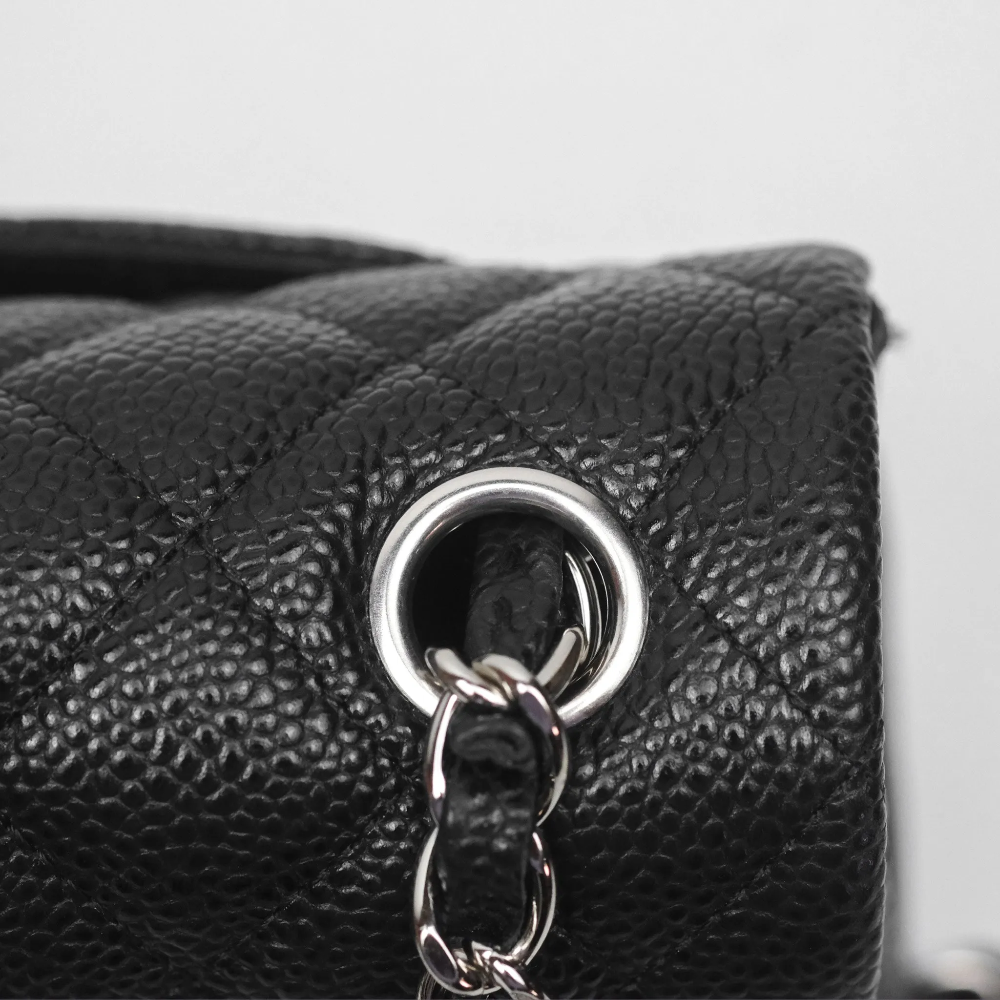 Chanel Mini Rectangular Flap Quilted Black Caviar Silver Hardware