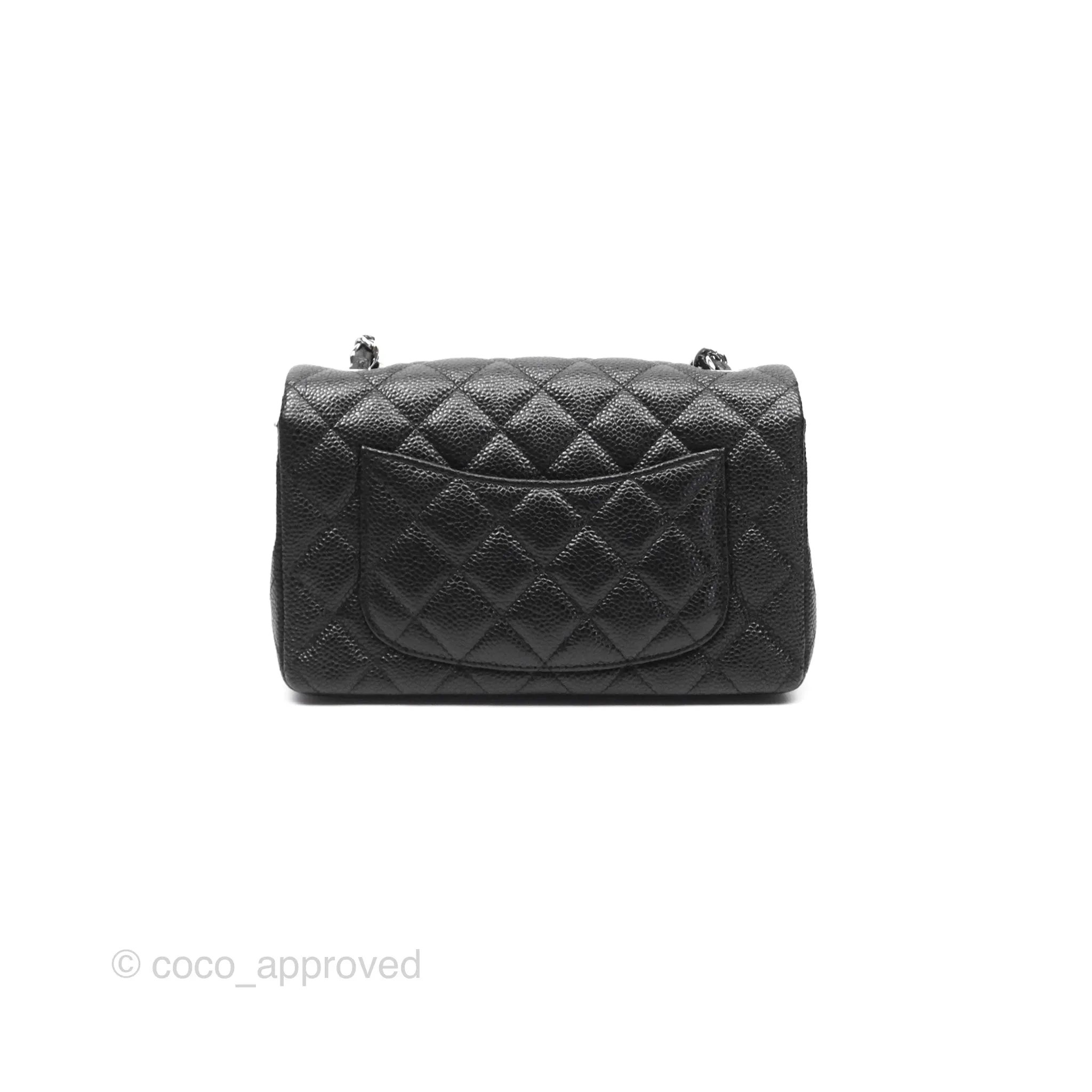 Chanel Mini Rectangular Flap Quilted Black Caviar Silver Hardware