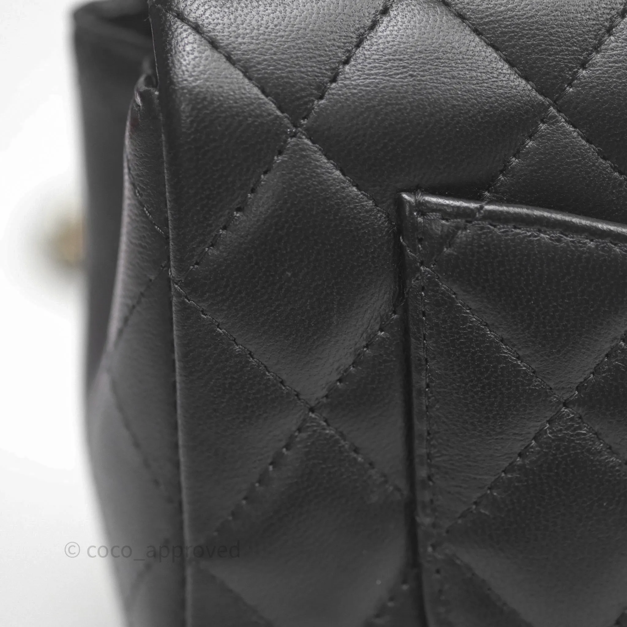 Chanel Mini Rectangular Flap Quilted Black White Lambskin Gold Hardware