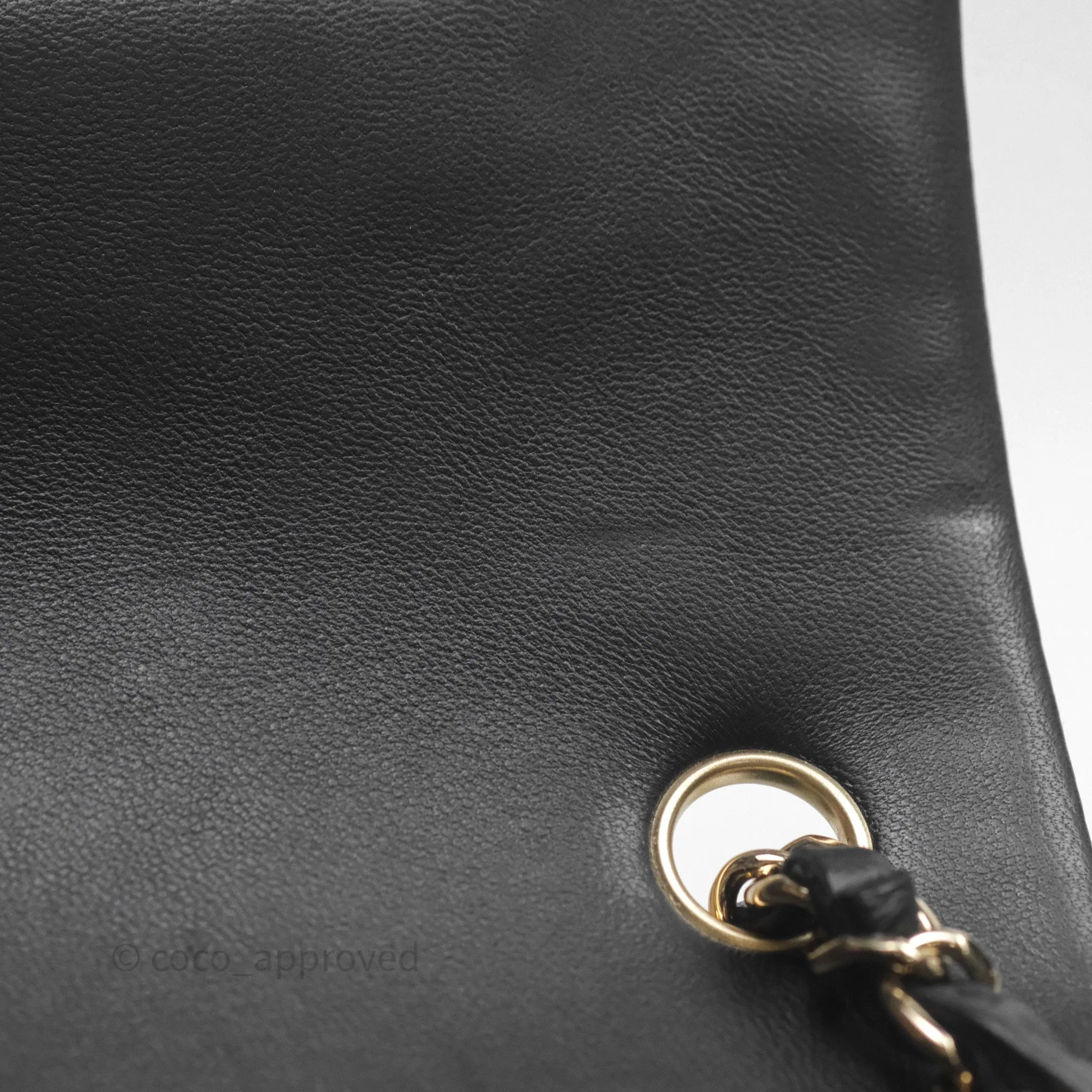 Chanel Mini Rectangular Flap Quilted Black White Lambskin Gold Hardware