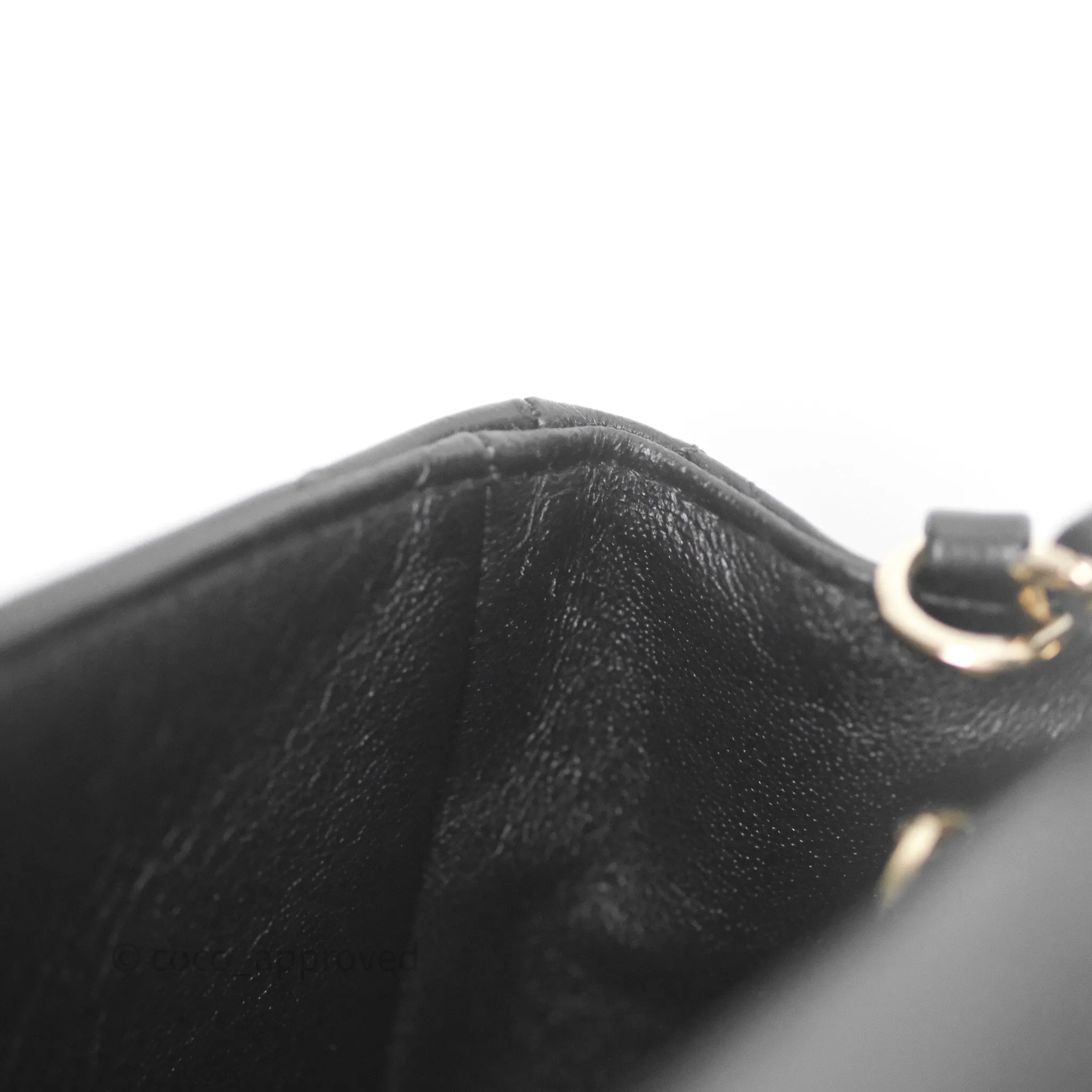 Chanel Mini Rectangular Flap Quilted Black White Lambskin Gold Hardware