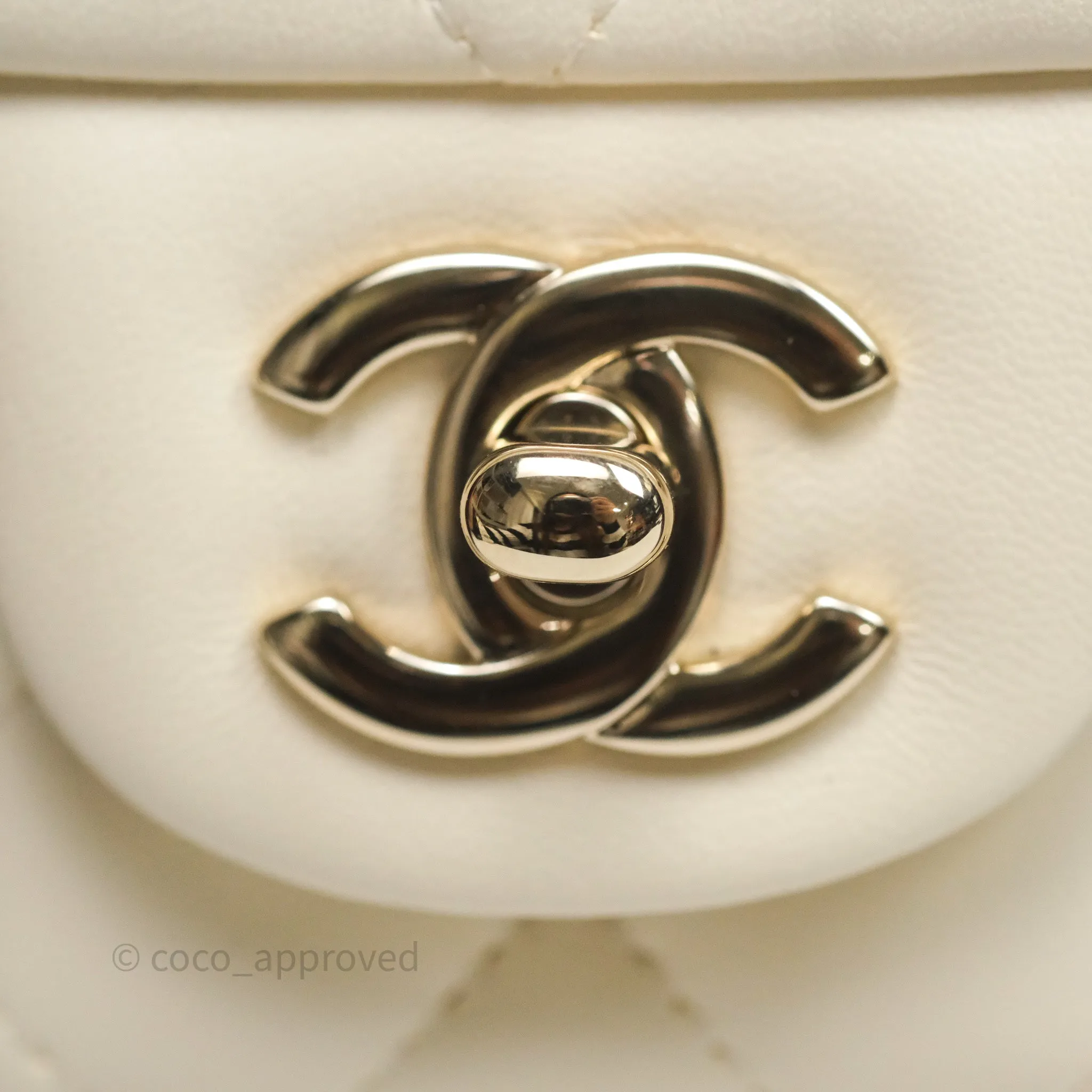 Chanel Mini Rectangular Flap Quilted Black White Lambskin Gold Hardware