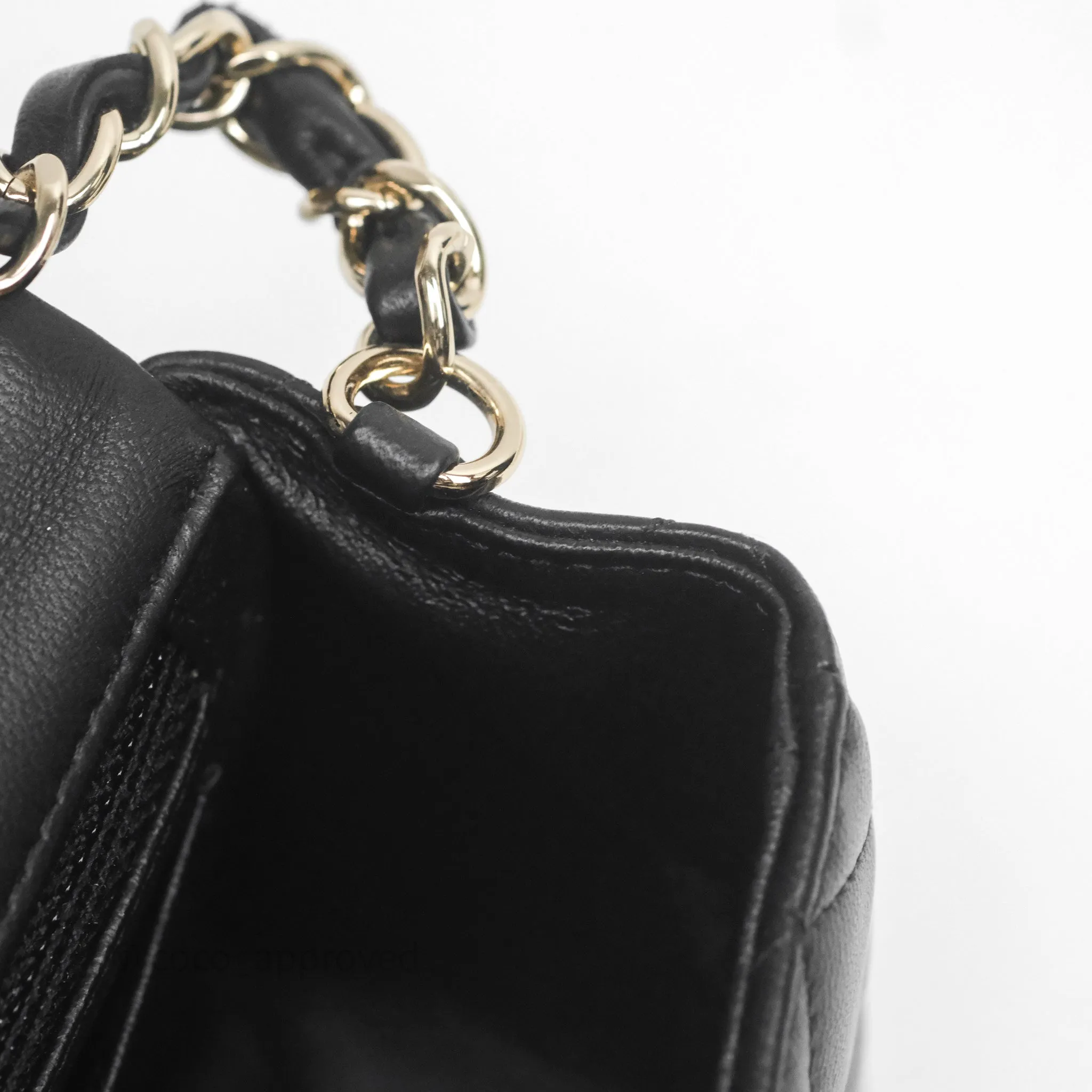 Chanel Mini Rectangular Flap Quilted Black White Lambskin Gold Hardware