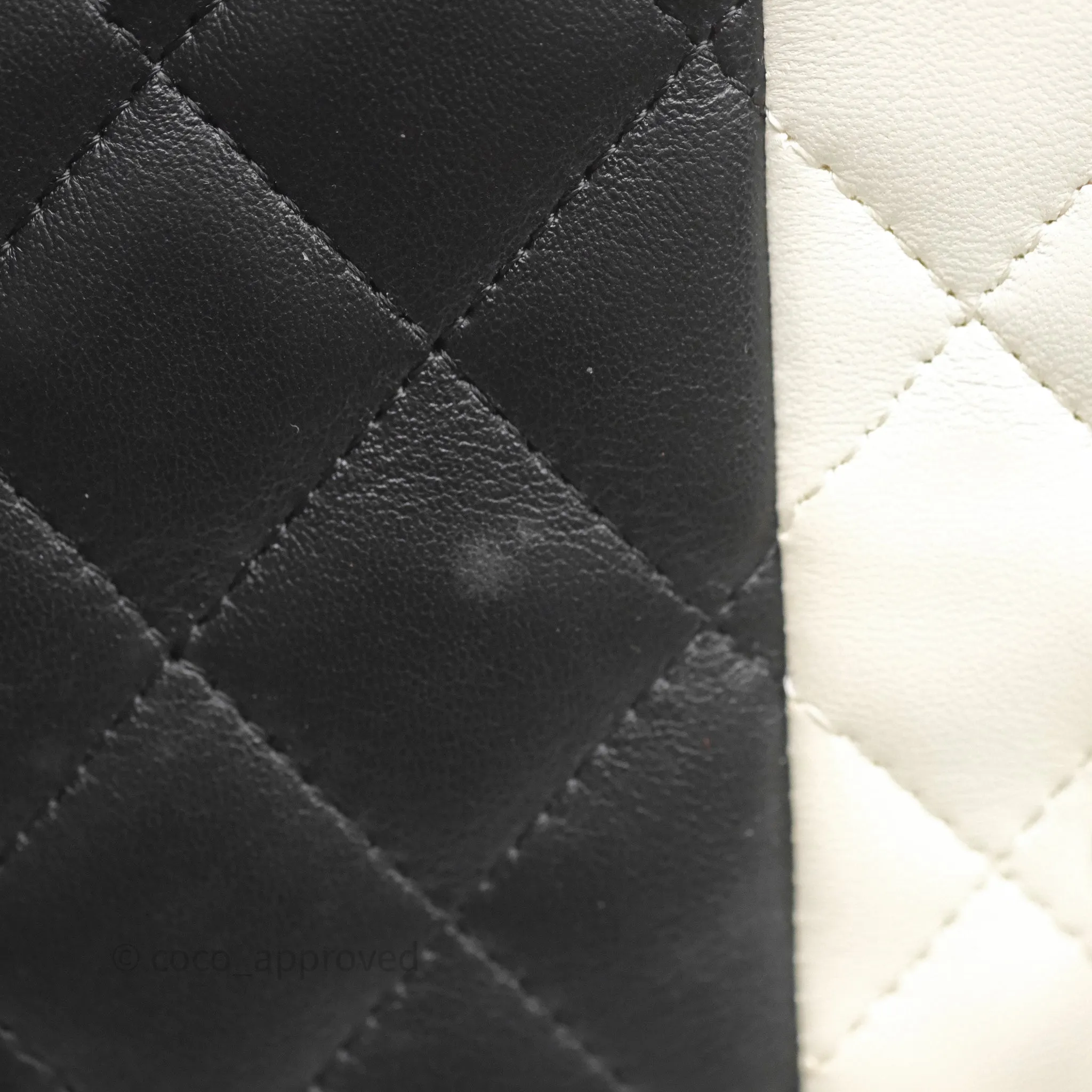 Chanel Mini Rectangular Flap Quilted Black White Lambskin Gold Hardware