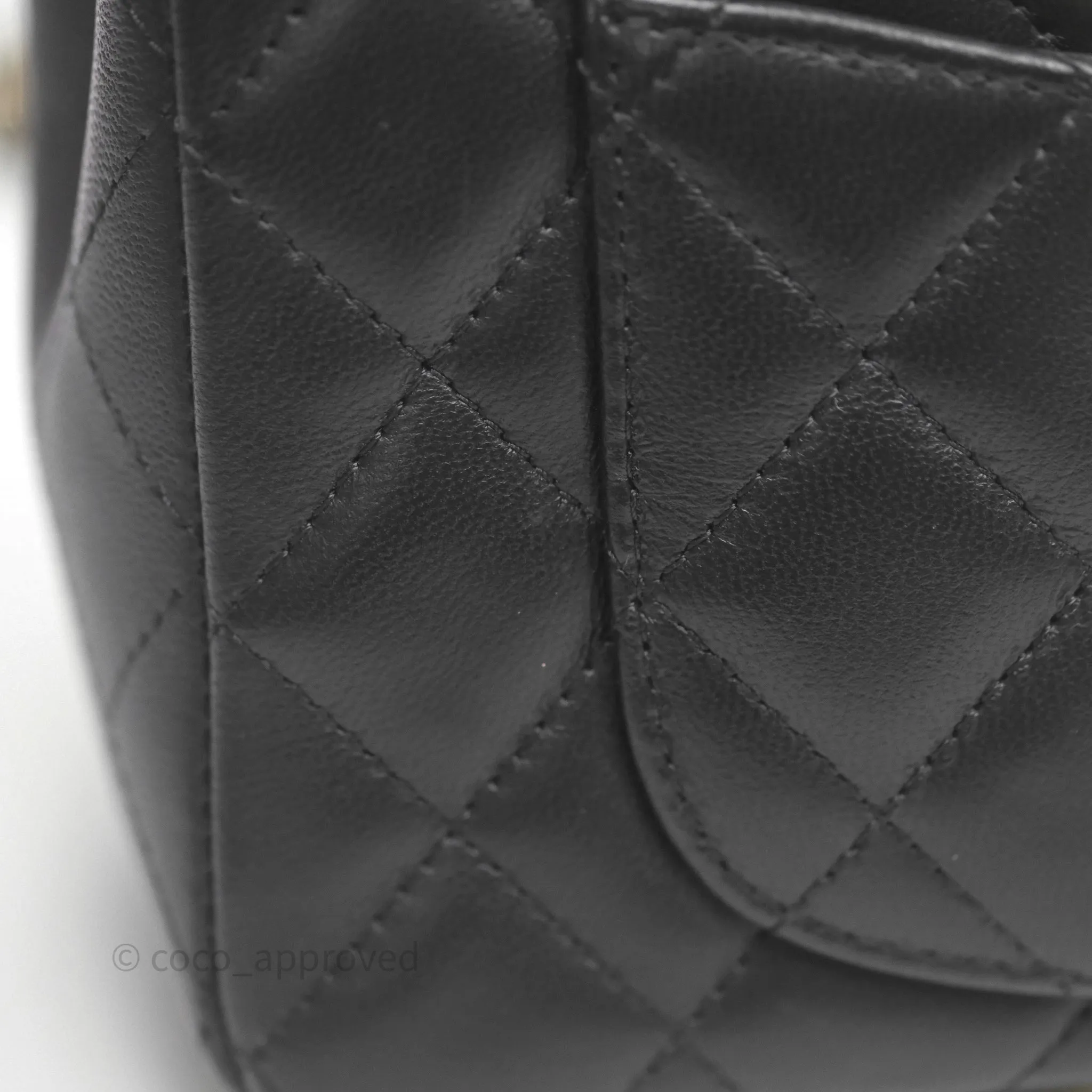 Chanel Mini Rectangular Flap Quilted Black White Lambskin Gold Hardware