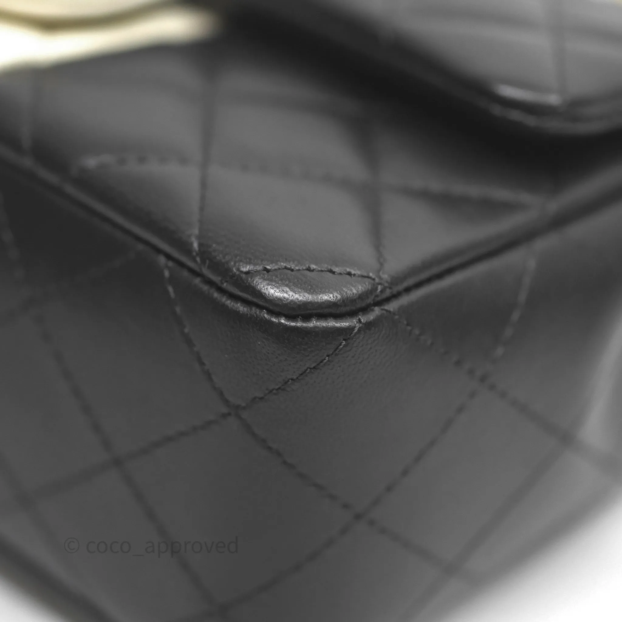 Chanel Mini Rectangular Flap Quilted Black White Lambskin Gold Hardware