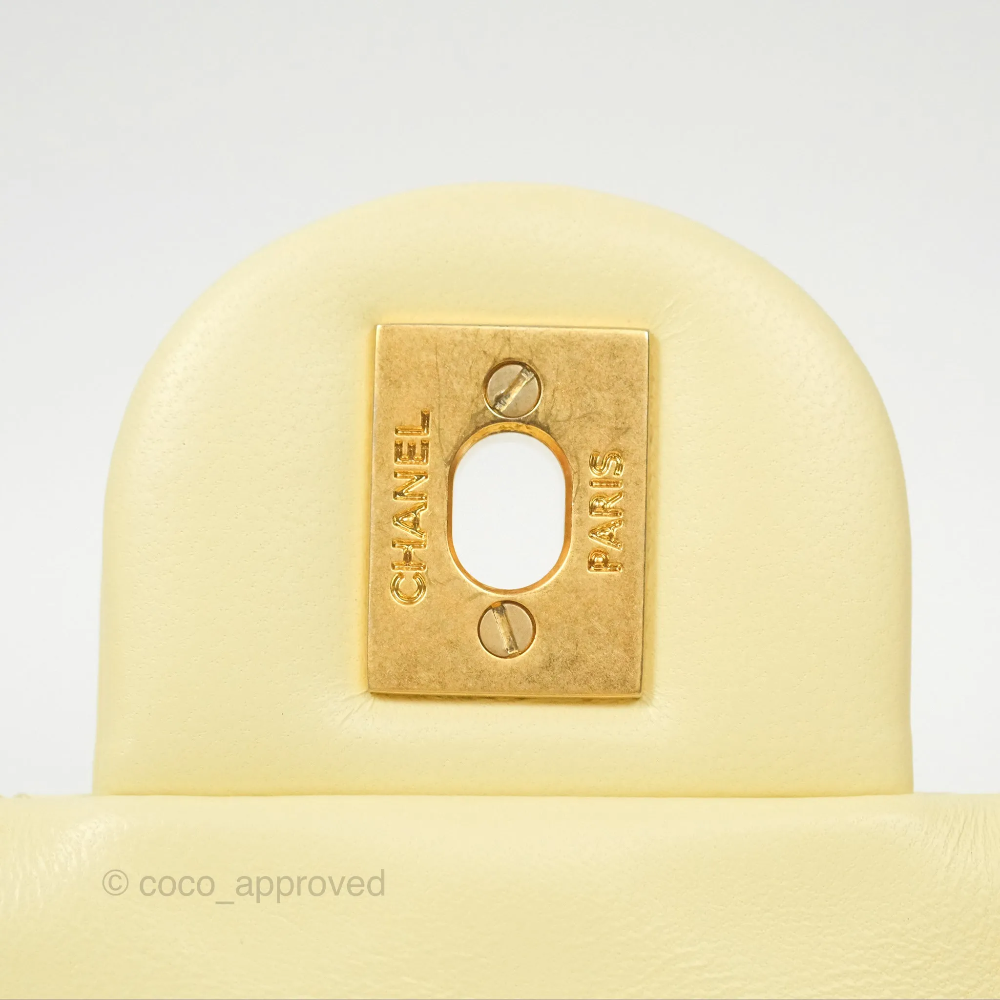 Chanel Mini Rectangular Flap with Camellia Adjustable Chain Yellow Lambskin Aged Gold Hardware 23S