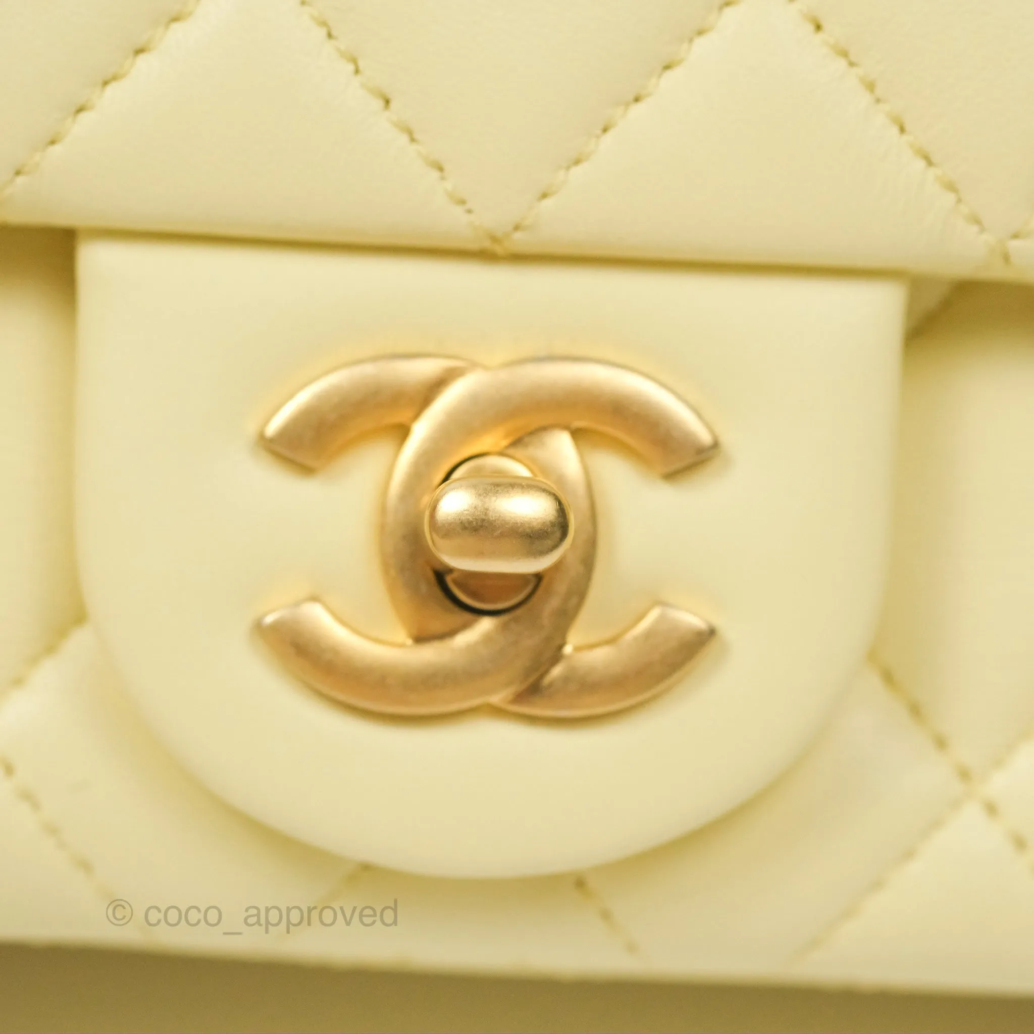 Chanel Mini Rectangular Flap with Camellia Adjustable Chain Yellow Lambskin Aged Gold Hardware 23S
