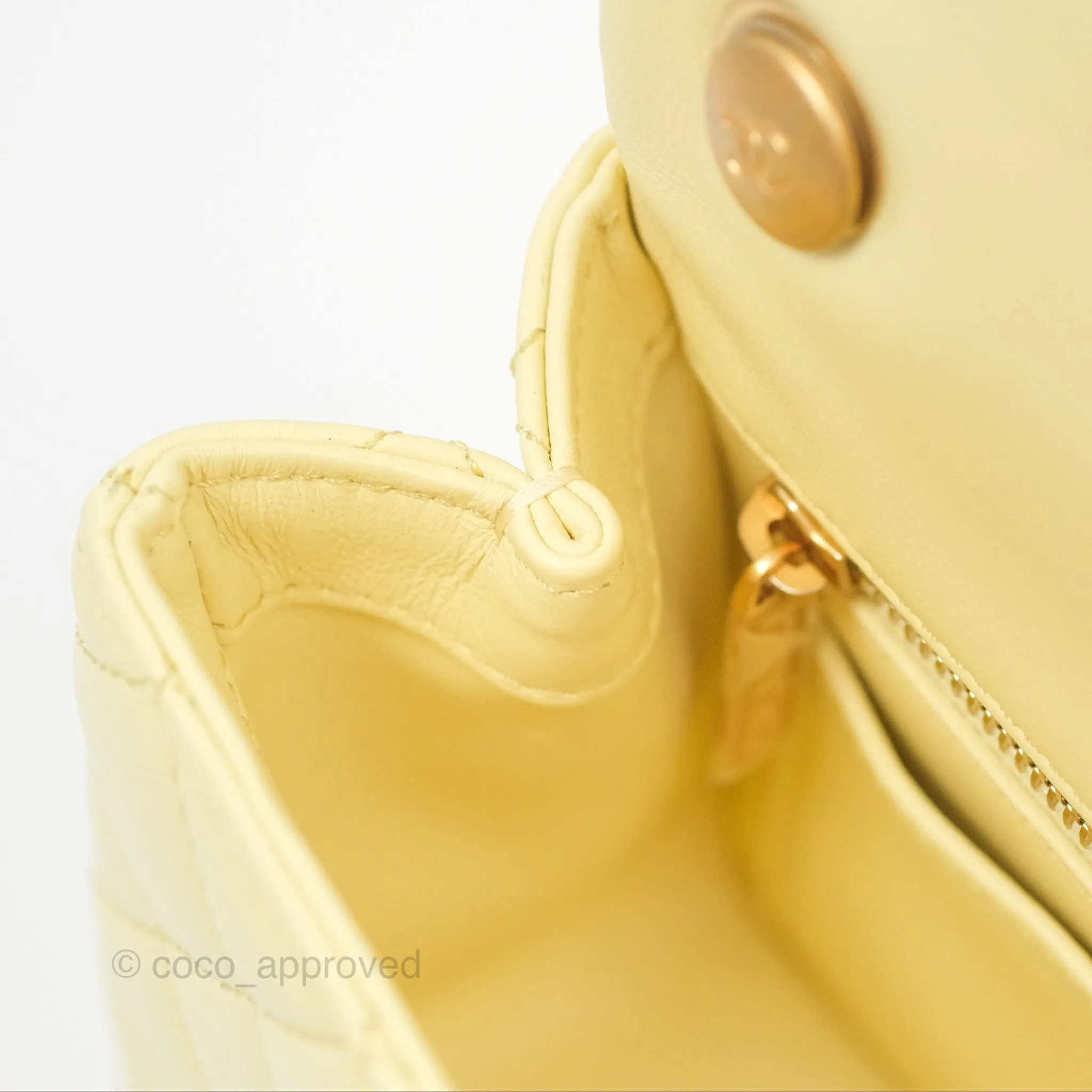 Chanel Mini Rectangular Flap with Camellia Adjustable Chain Yellow Lambskin Aged Gold Hardware 23S