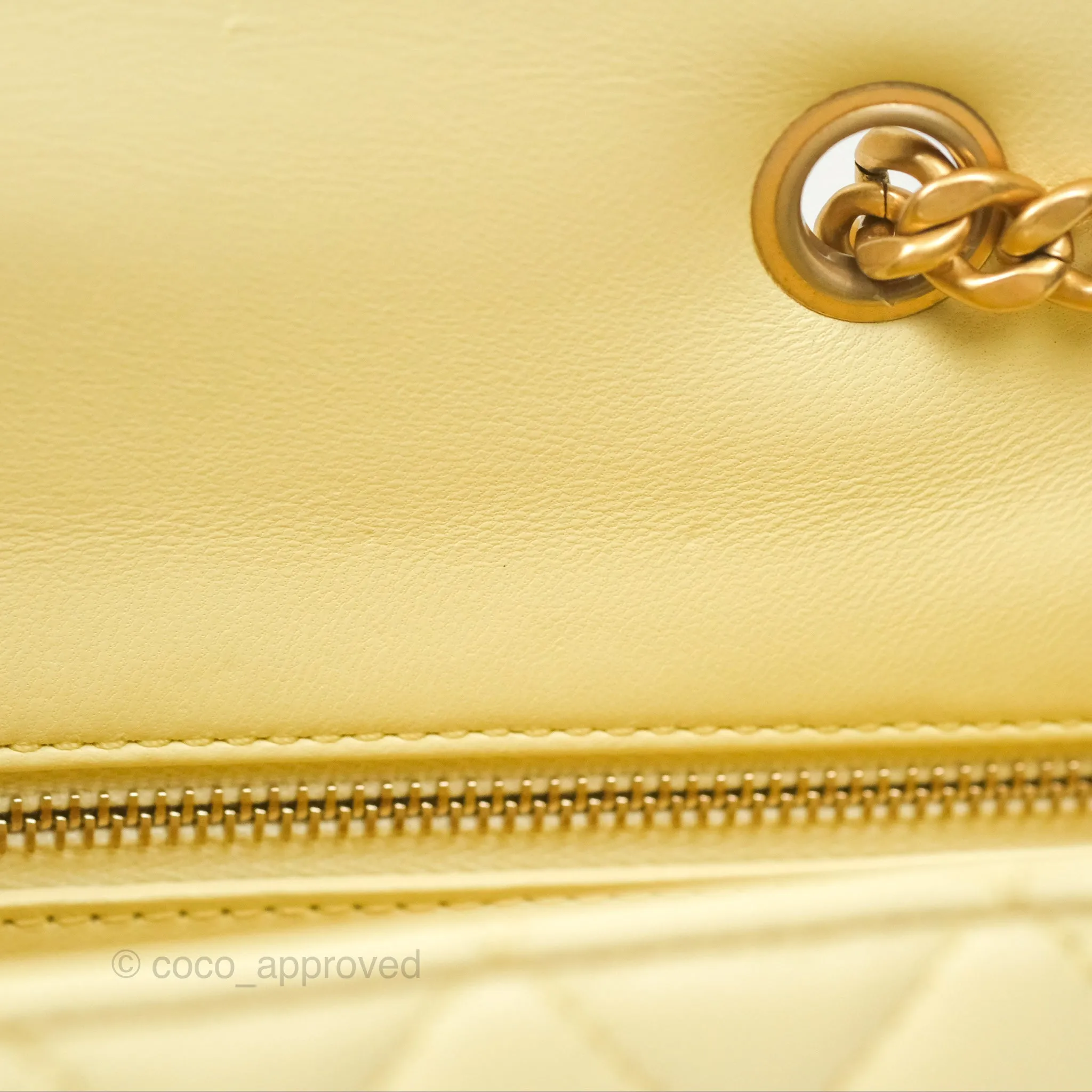 Chanel Mini Rectangular Flap with Camellia Adjustable Chain Yellow Lambskin Aged Gold Hardware 23S