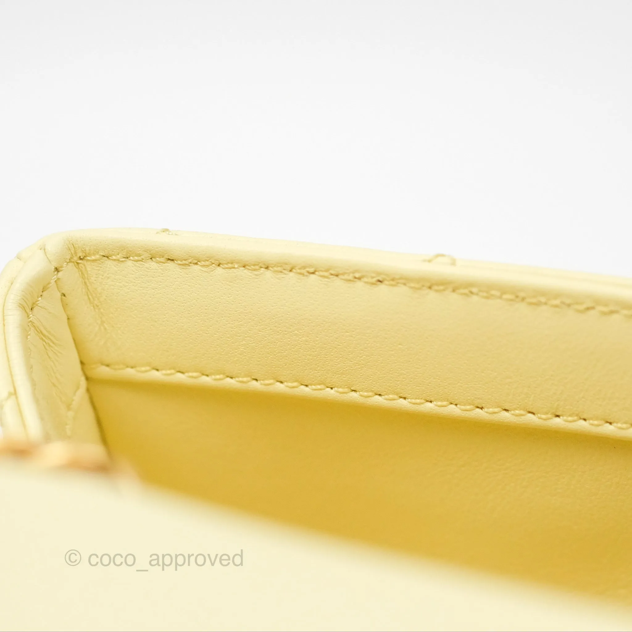 Chanel Mini Rectangular Flap with Camellia Adjustable Chain Yellow Lambskin Aged Gold Hardware 23S