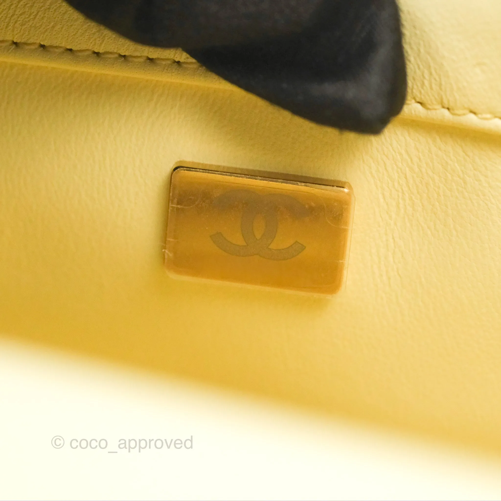 Chanel Mini Rectangular Flap with Camellia Adjustable Chain Yellow Lambskin Aged Gold Hardware 23S