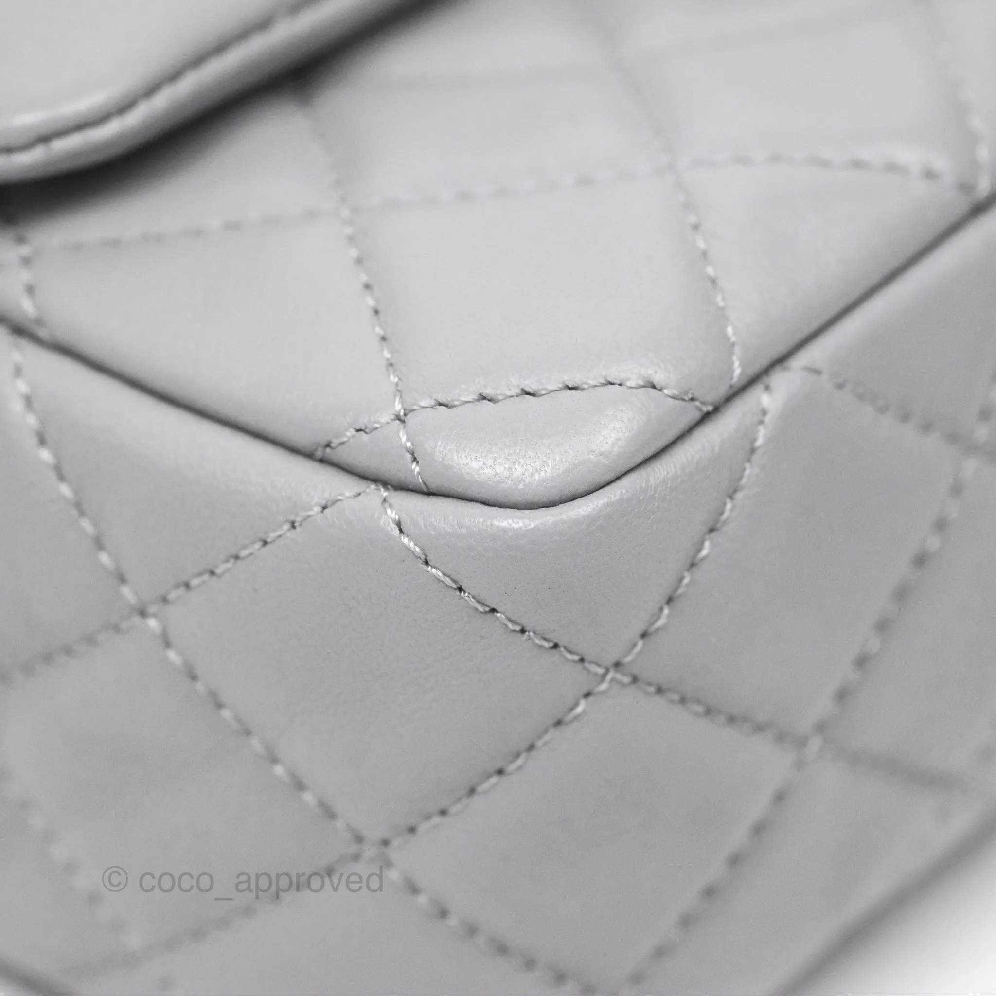 Chanel Mini Rectangular Pearl Crush Grey Lambskin Aged Gold Hardware