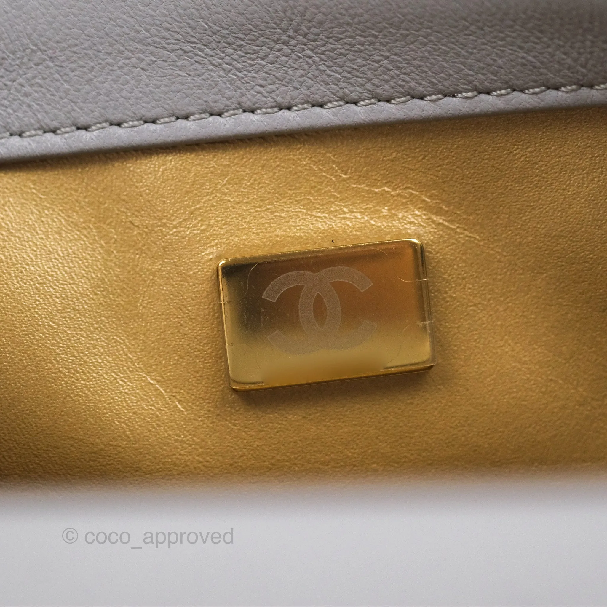 Chanel Mini Rectangular Pearl Crush Grey Lambskin Aged Gold Hardware