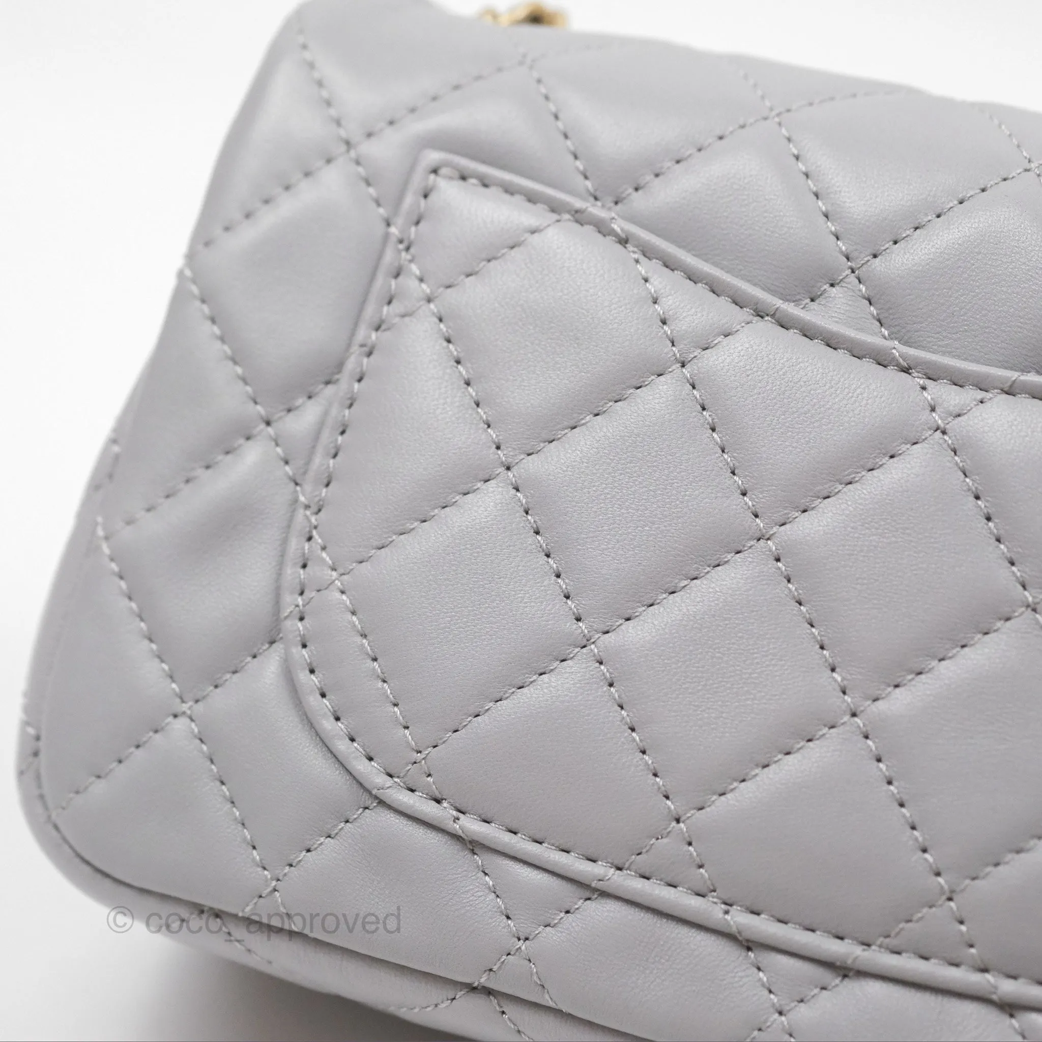 Chanel Mini Rectangular Pearl Crush Grey Lambskin Aged Gold Hardware