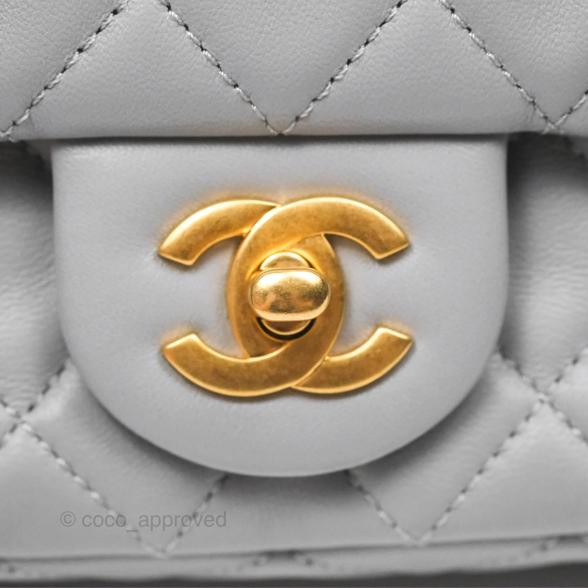 Chanel Mini Rectangular Pearl Crush Grey Lambskin Aged Gold Hardware