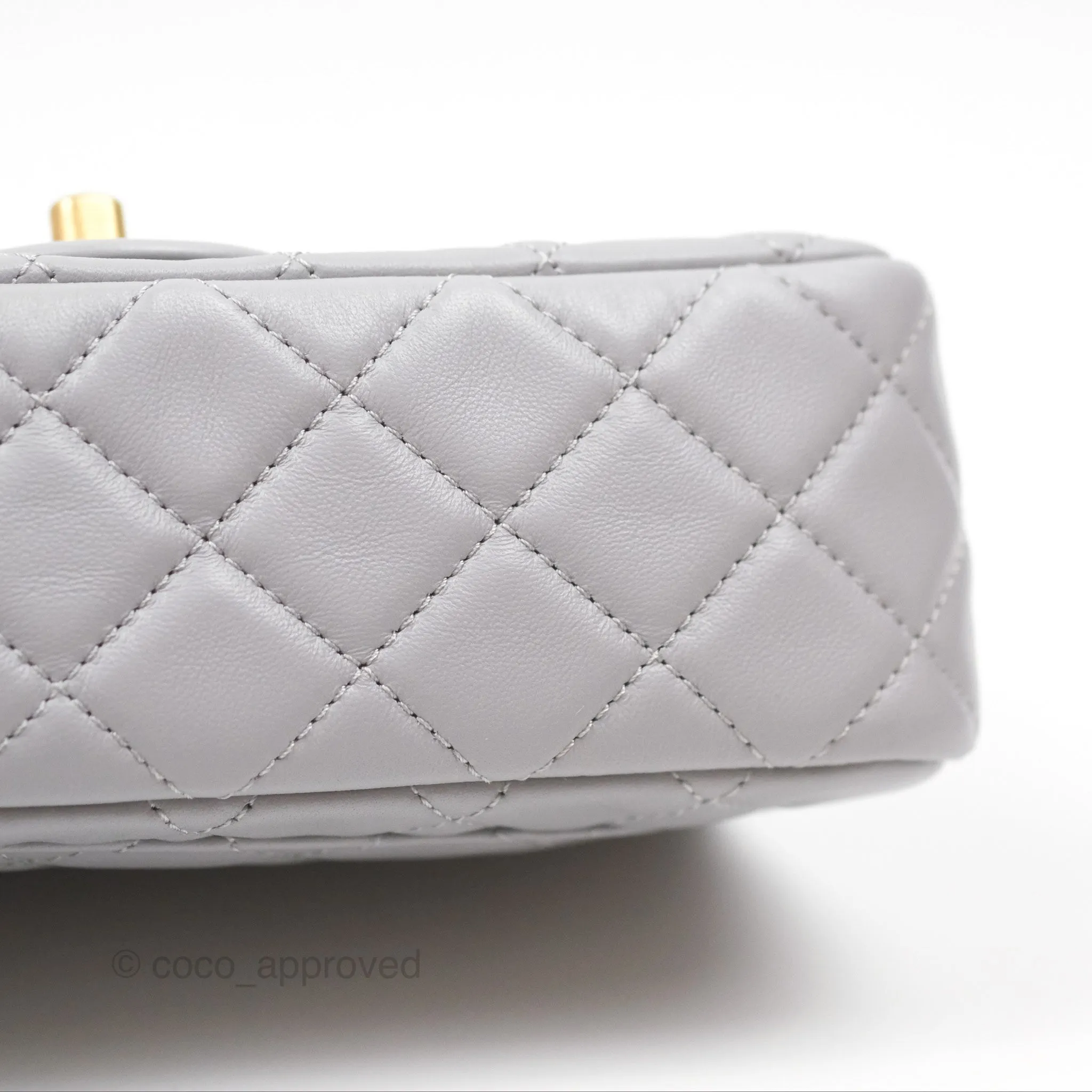 Chanel Mini Rectangular Pearl Crush Grey Lambskin Aged Gold Hardware