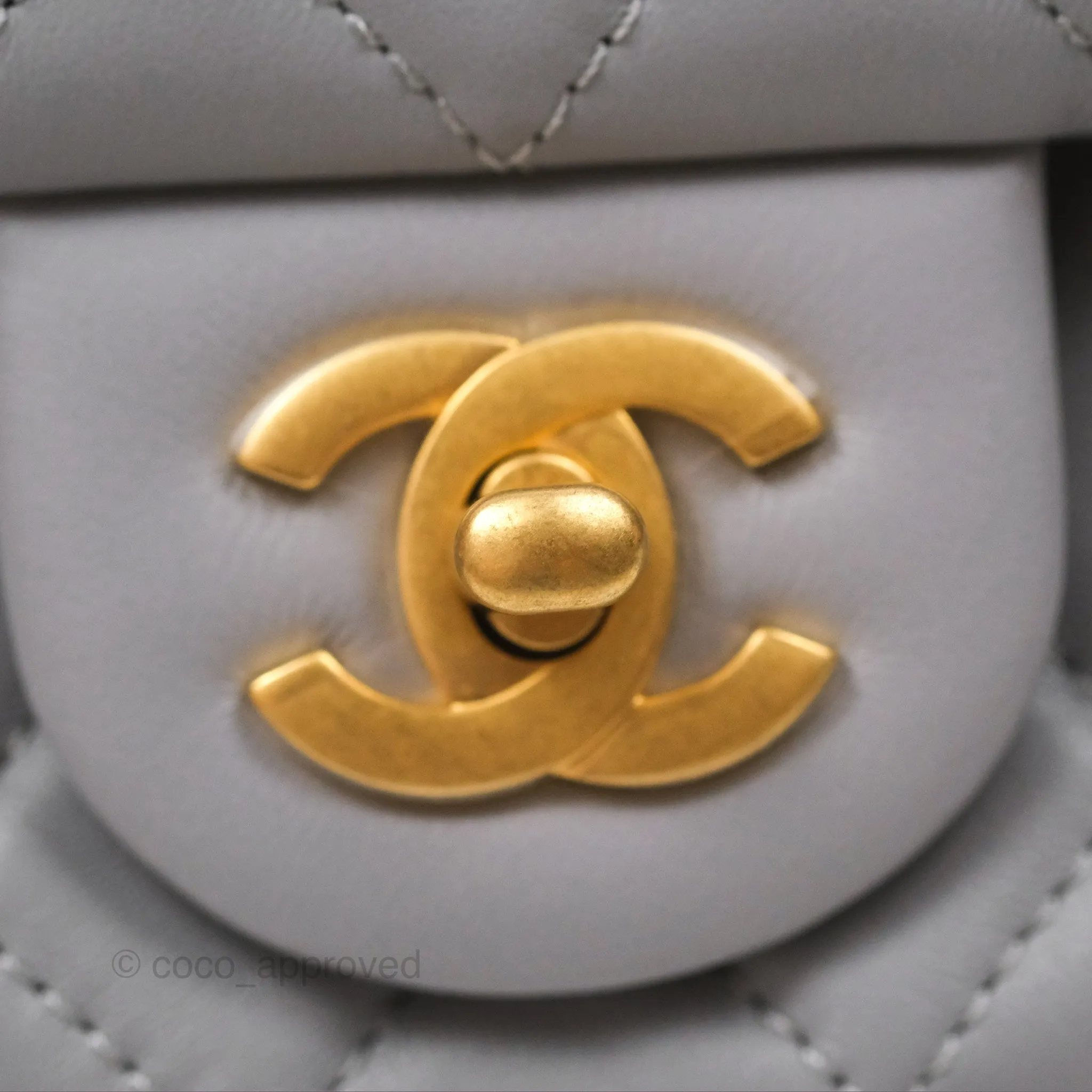 Chanel Mini Rectangular Pearl Crush Grey Lambskin Aged Gold Hardware