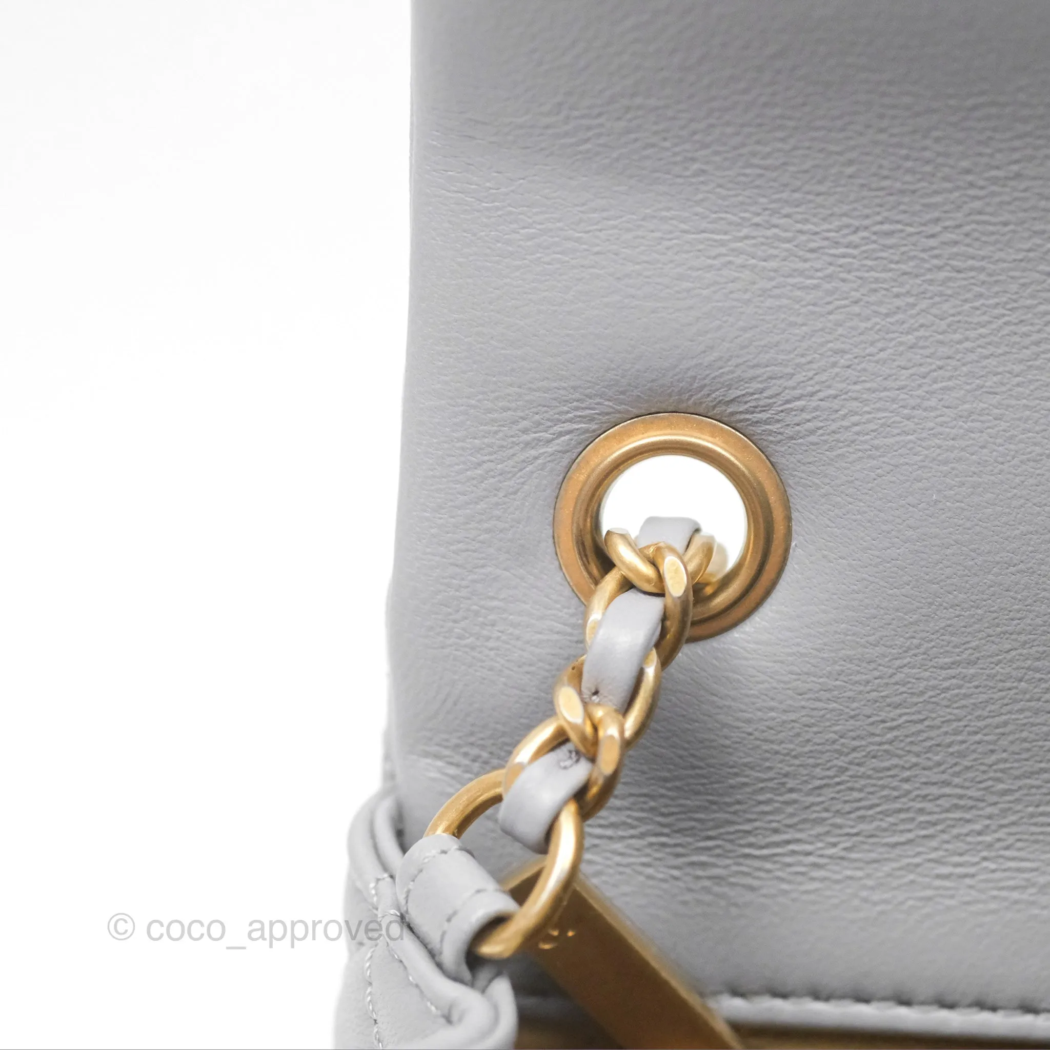 Chanel Mini Rectangular Pearl Crush Grey Lambskin Aged Gold Hardware