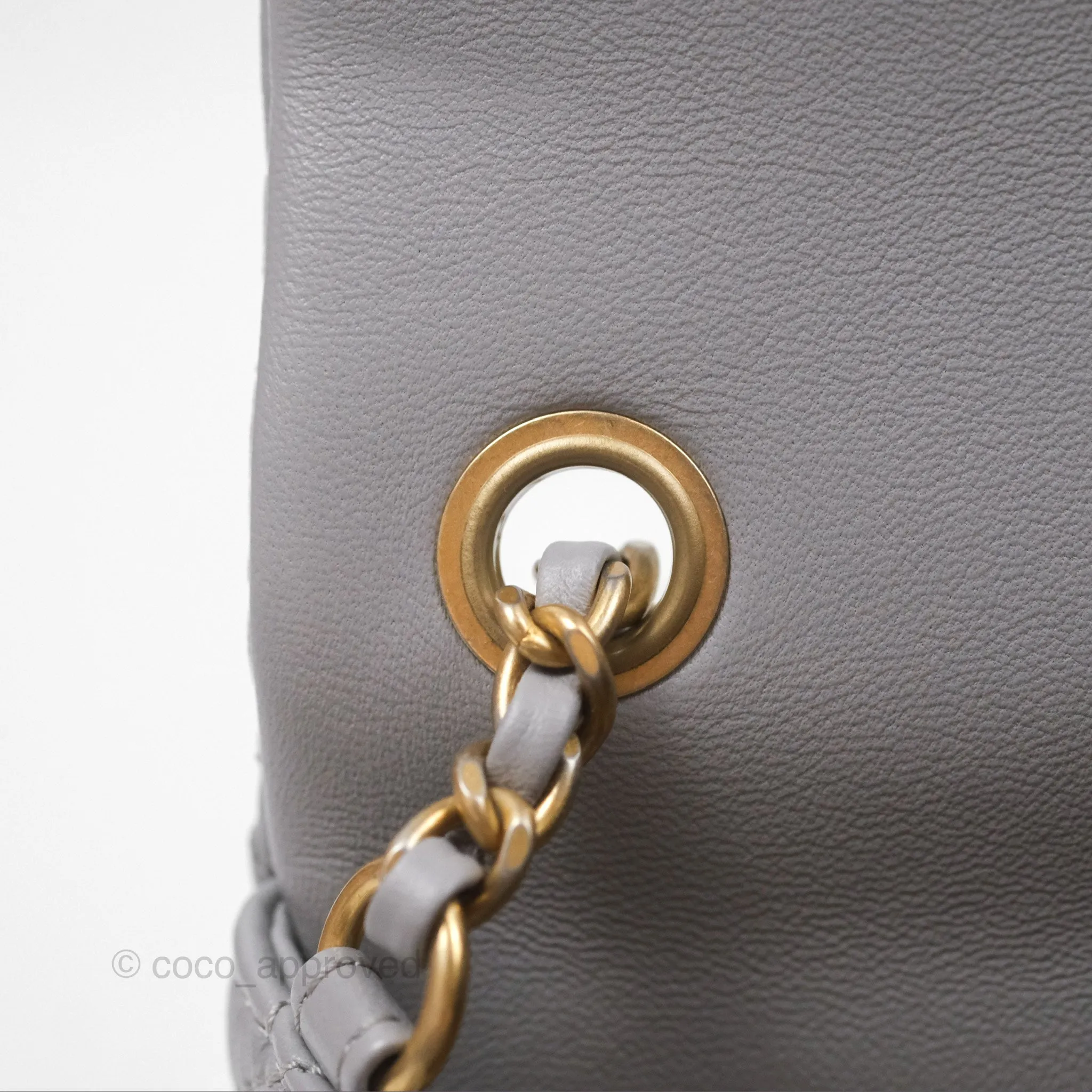 Chanel Mini Rectangular Pearl Crush Grey Lambskin Aged Gold Hardware