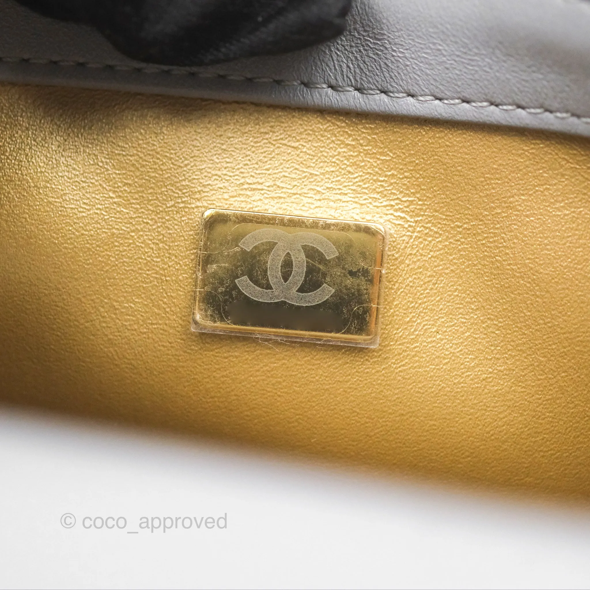 Chanel Mini Rectangular Pearl Crush Grey Lambskin Aged Gold Hardware