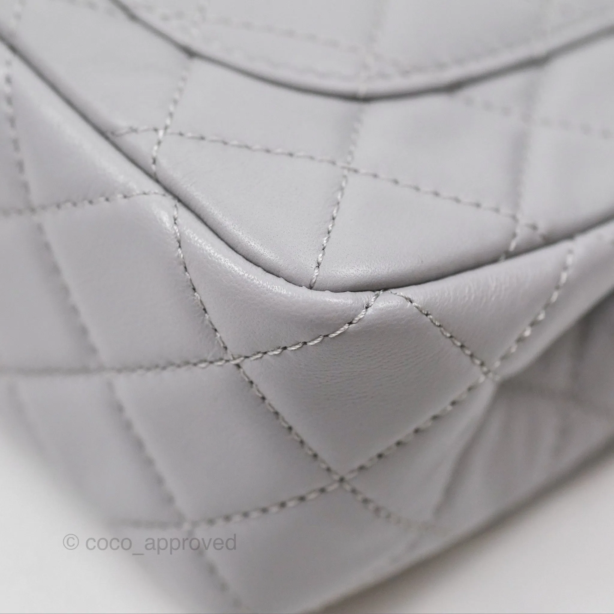 Chanel Mini Rectangular Pearl Crush Grey Lambskin Aged Gold Hardware